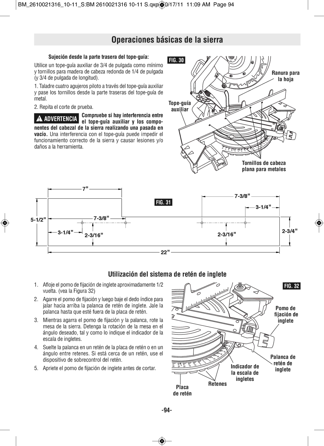 Bosch Power Tools CM12 manual Utilización del sistema de retén de inglete, Tope-guía auxiliar Ranura para La hoja, Placa 