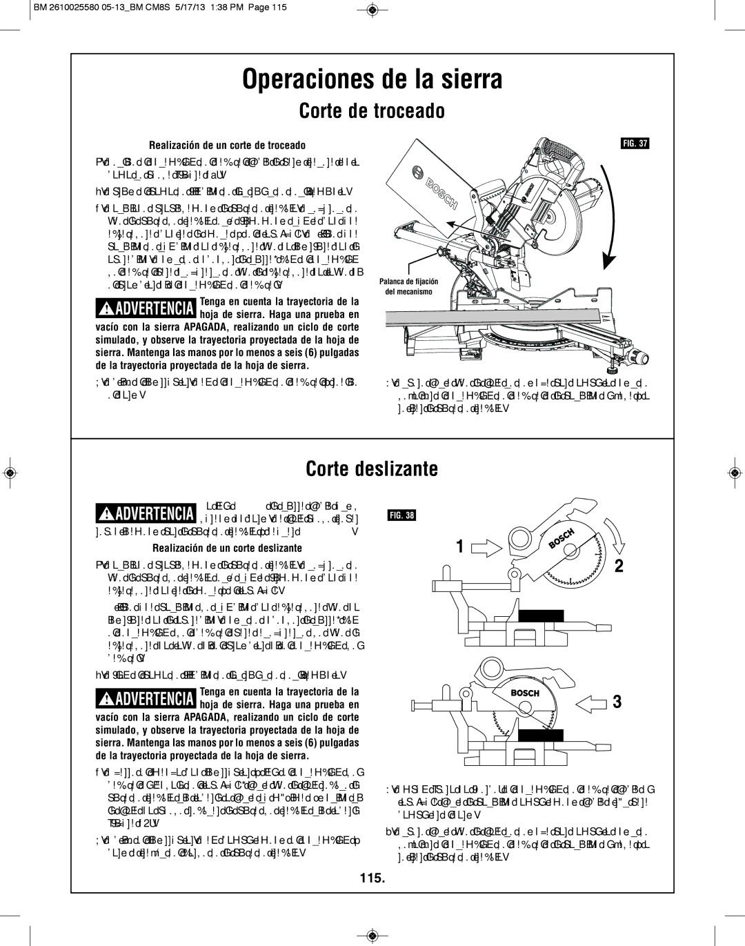 Bosch Power Tools CM8S manual Operaciones de la sierra, Corte de troceado, Corte deslizante, 115 