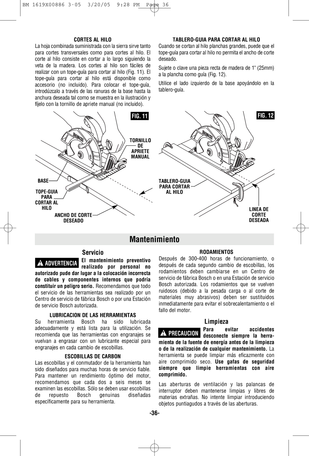 Bosch Power Tools CS10 manual Mantenimiento, Limpieza 