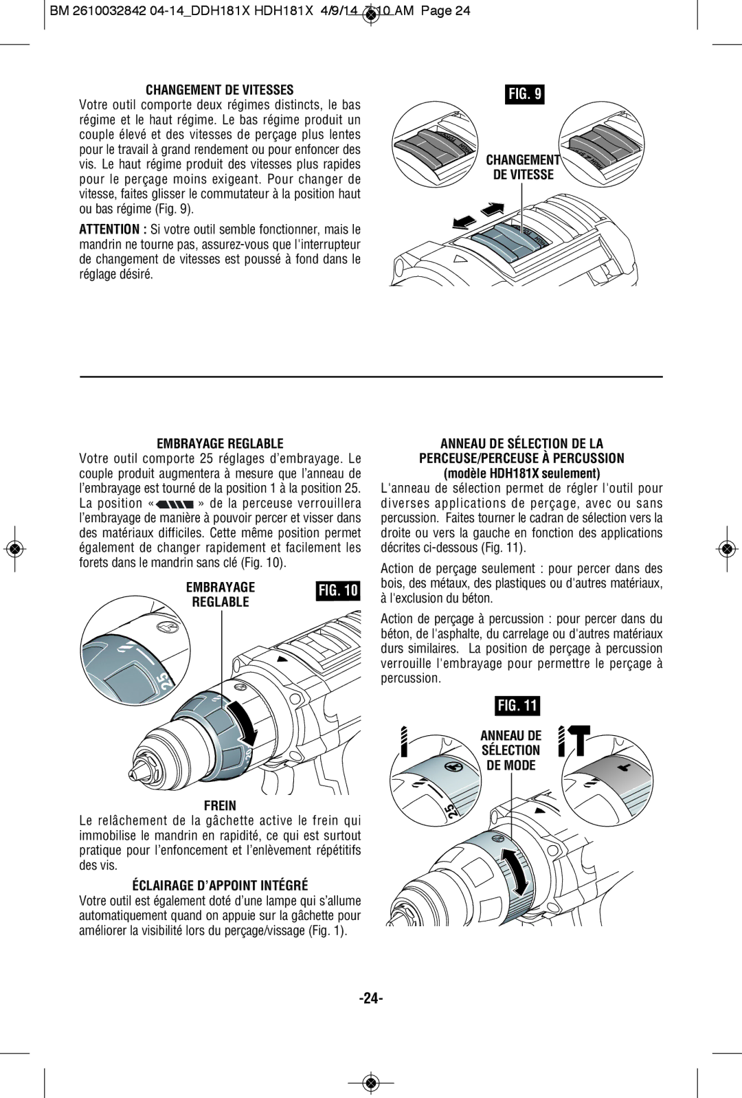 Bosch Power Tools DDH181XBN, DDH181X-01L, DDH181XBL Changement DE Vitesses, Changement DE Vitesse Embrayage Reglable, Frein 