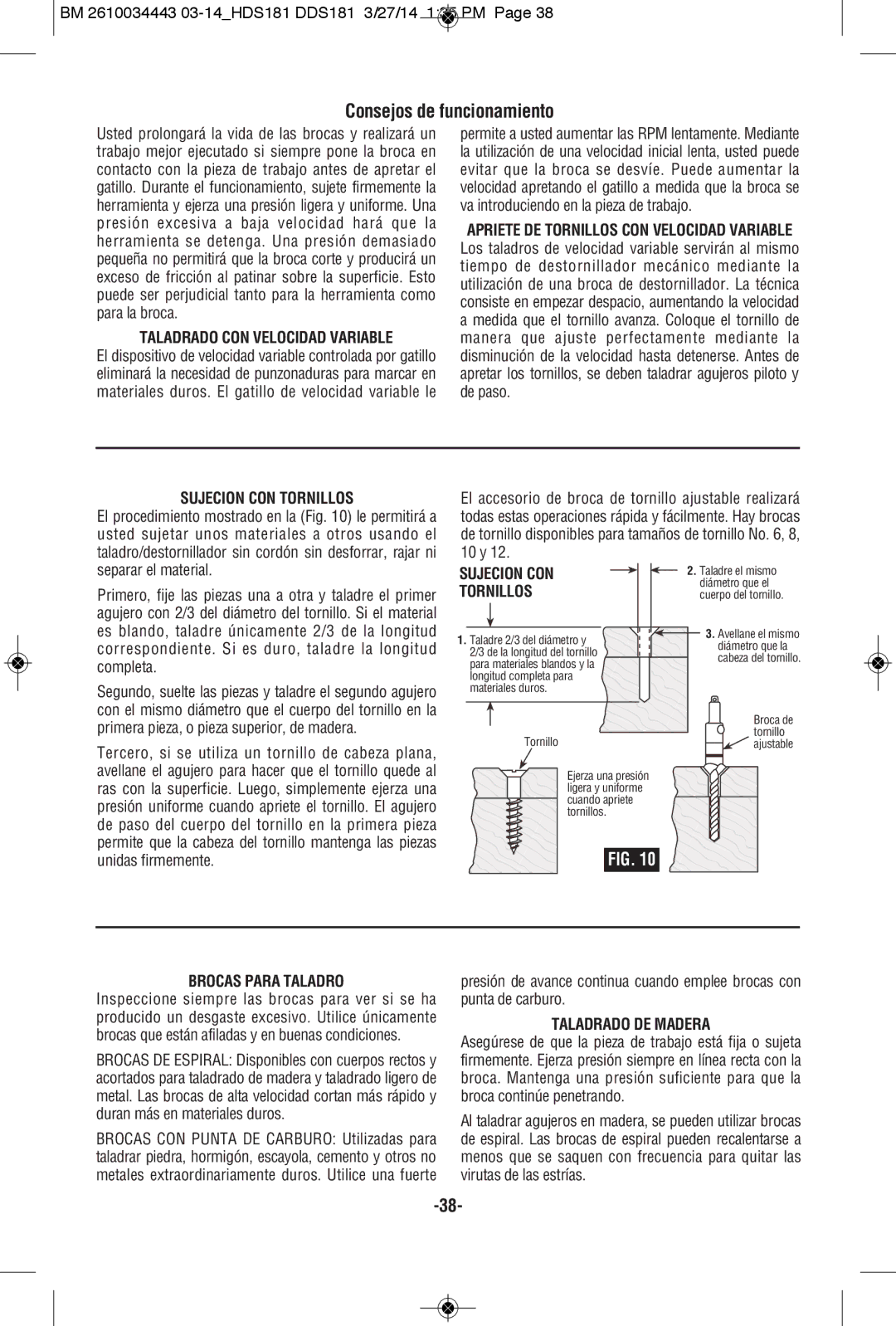 Bosch Power Tools DDS181-02L Consejos de funcionamiento, Sujecion CON Tornillos, Brocas Para Taladro, Taladrado DE Madera 