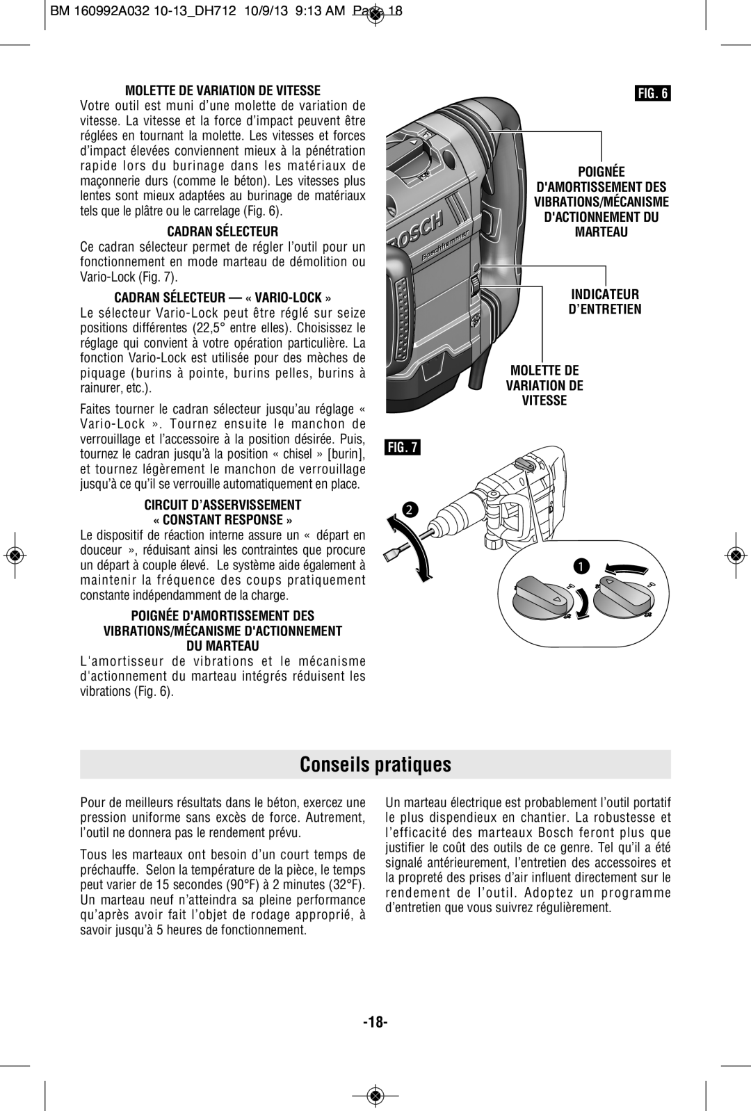 Bosch Power Tools DH712VC manual Conseils pratiques 