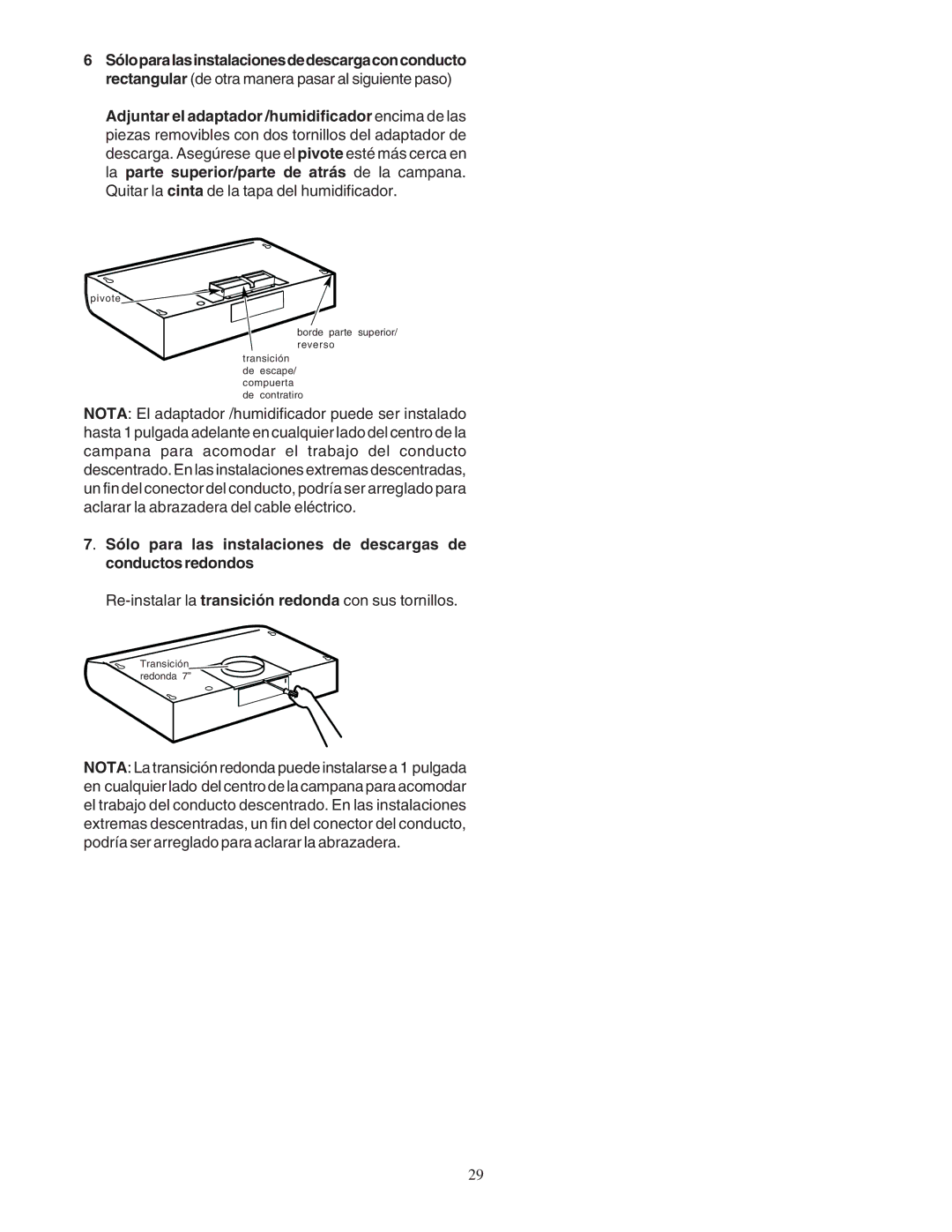 Bosch Power Tools DUH installation manual Re-instalar la transición redonda con sus tornillos 