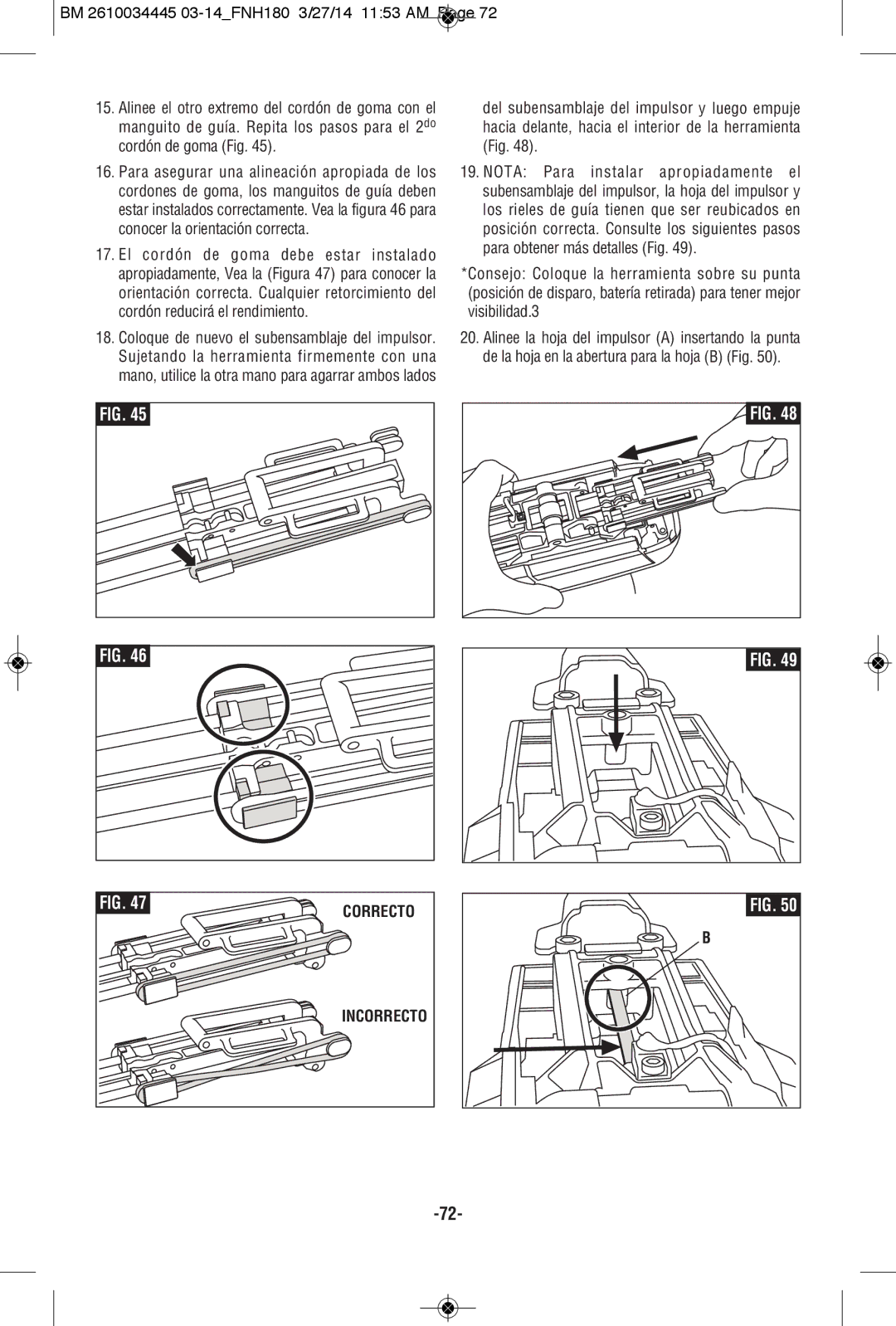 Bosch Power Tools FNH180-16BN, FNH180K-16 manual Incorrecto 