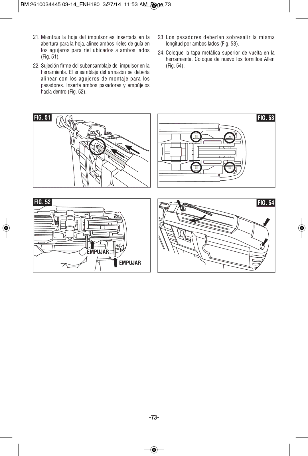 Bosch Power Tools FNH180K-16, FNH180-16BN manual Empujar 