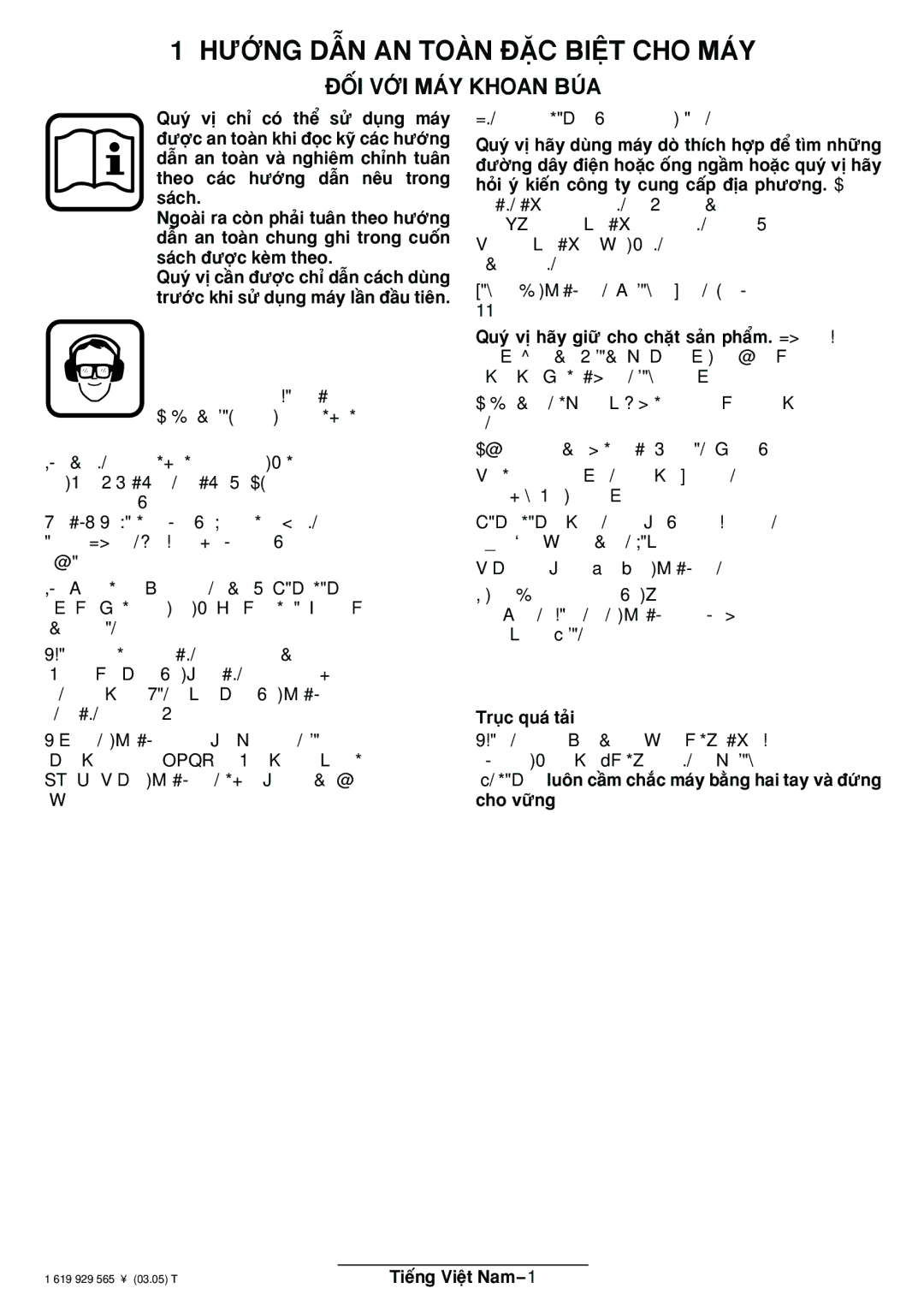 Bosch Power Tools GBH 2-22 E, GBH 2-22 S, GBH 2-22 RE operating instructions ≥NG DãN AN TON ÜC BIóT CHO MY, TrÙc quæ t¿i 