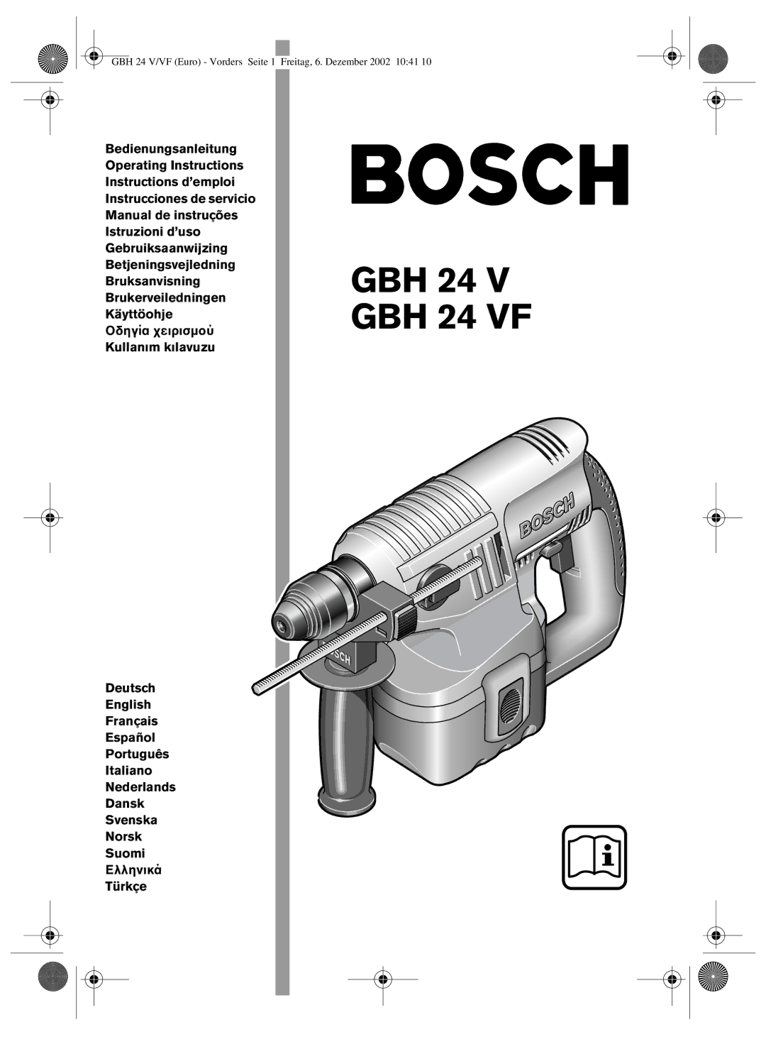 Bosch Power Tools operating instructions GBH 24 V GBH 24 VF 