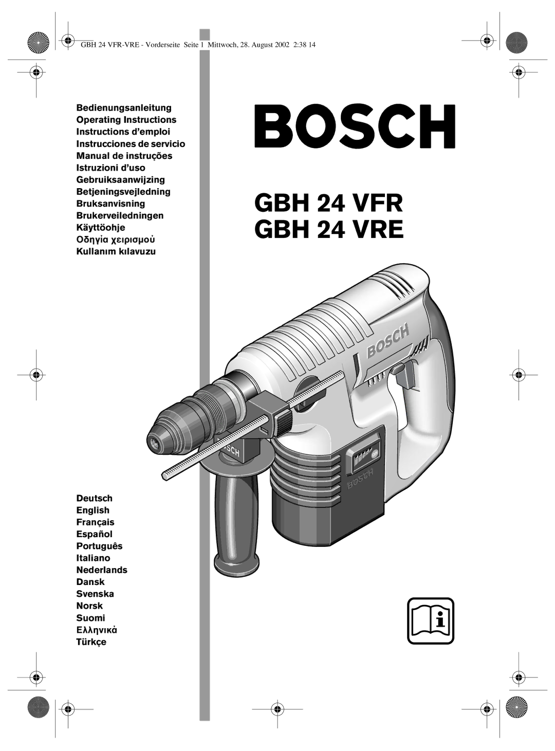 Bosch Power Tools operating instructions GBH 24 VFR GBH 24 VRE 