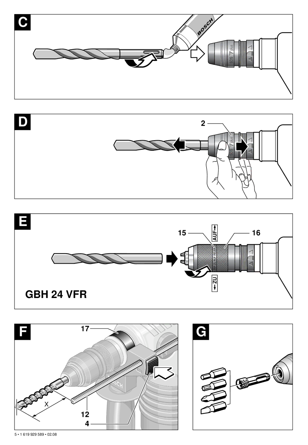 Bosch Power Tools GBH 24 VRE, GBH 24 VFR operating instructions Auf 