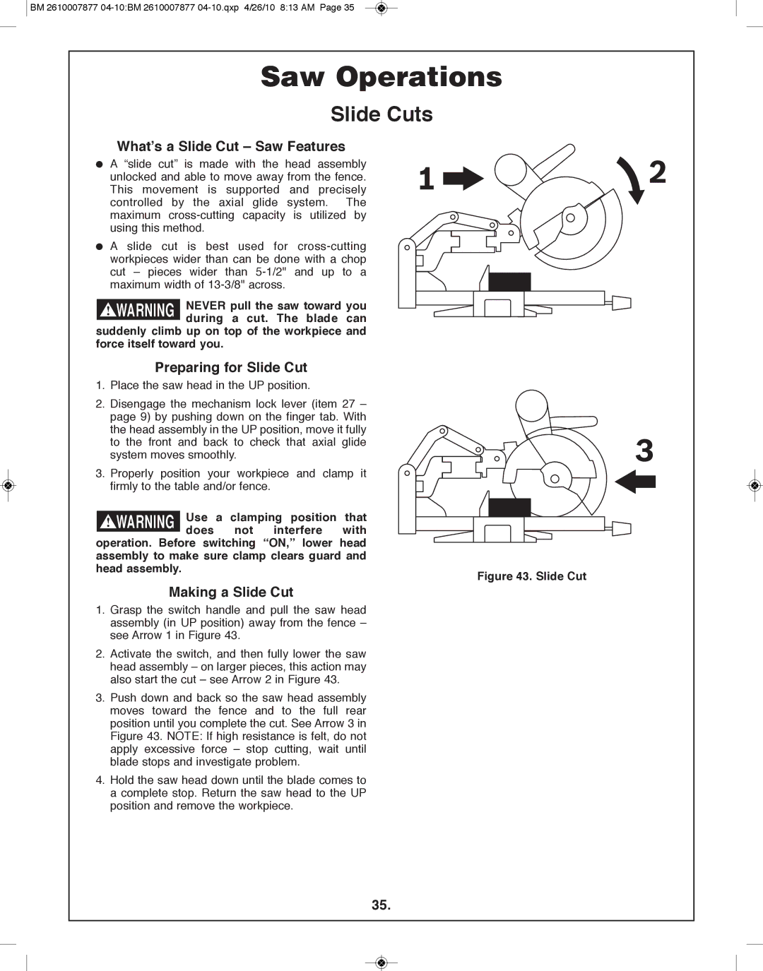 Bosch Power Tools GCM12SD manual Slide Cuts, What’s a Slide Cut Saw features, Preparing for Slide Cut, Making a Slide Cut 