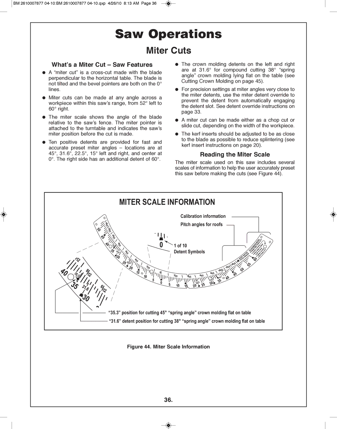 Bosch Power Tools GCM12SD manual Miter Cuts, What’s a Miter Cut Saw features, Reading the Miter Scale 