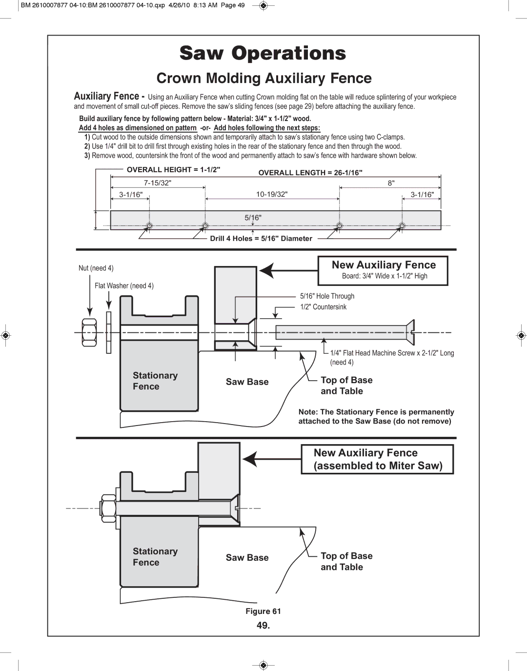 Bosch Power Tools GCM12SD manual New Auxiliary Fence 