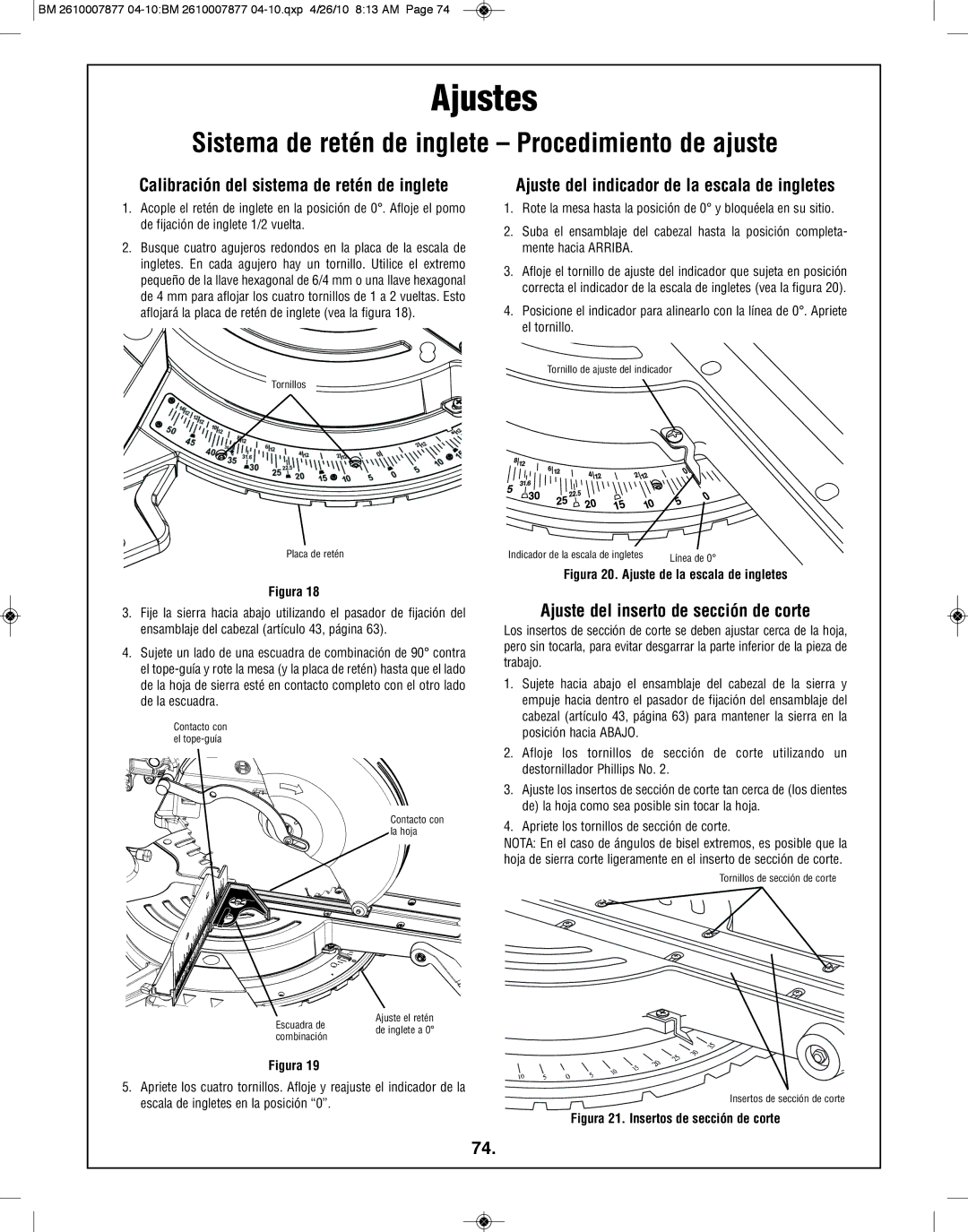 Bosch Power Tools GCM12SD Sistema de retén de inglete Procedimiento de ajuste, Calibración del sistema de retén de inglete 