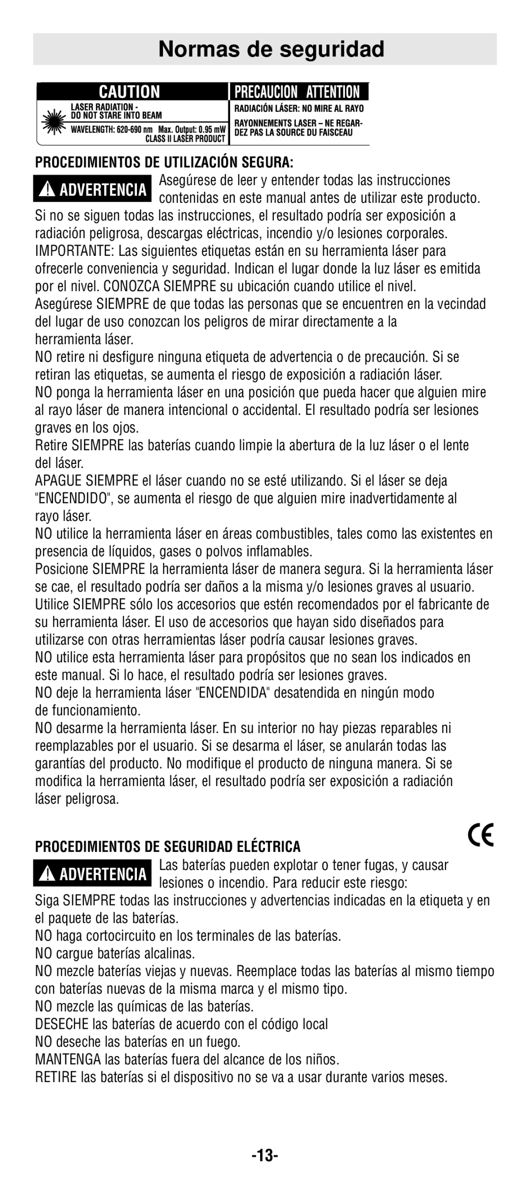 Bosch Power Tools GPL3T Normas de seguridad, Procedimientos DE Utilización Segura, Procedimientos DE Seguridad Eléctrica 