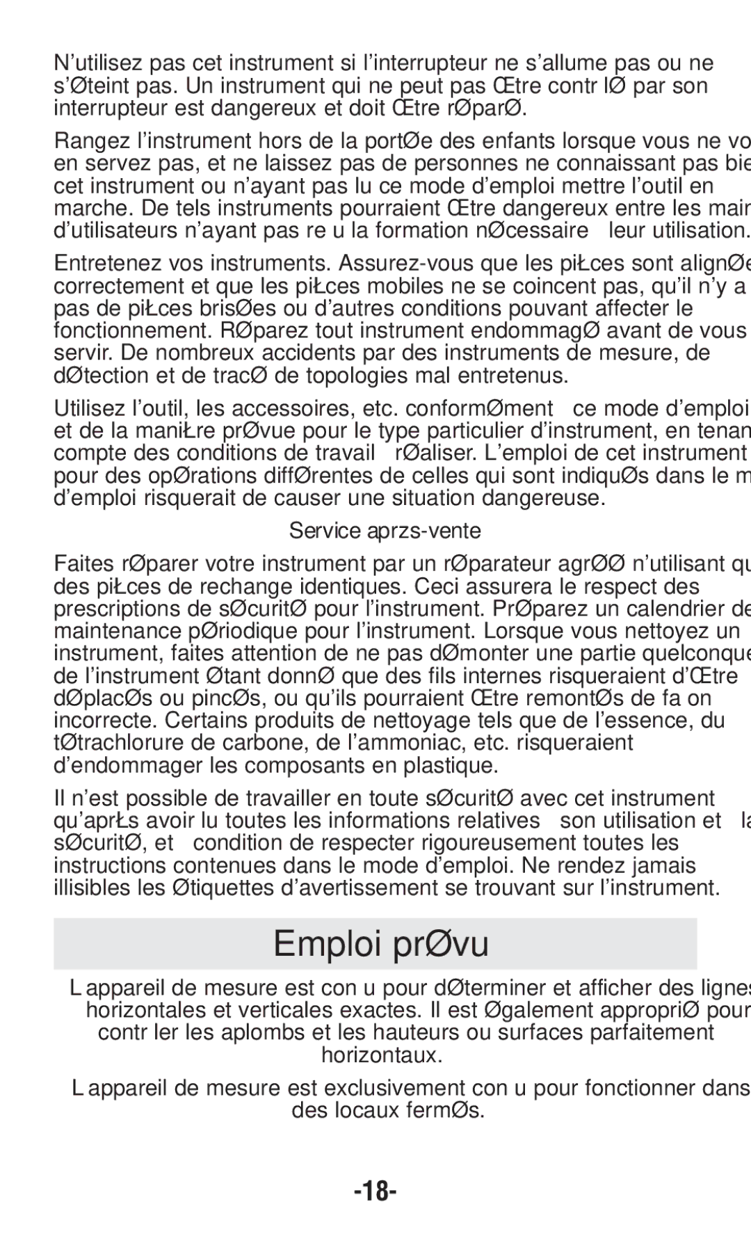 Bosch Power Tools GPLL5 manual Emploi prévu, Service aprzs-vente, Des locaux fermés 