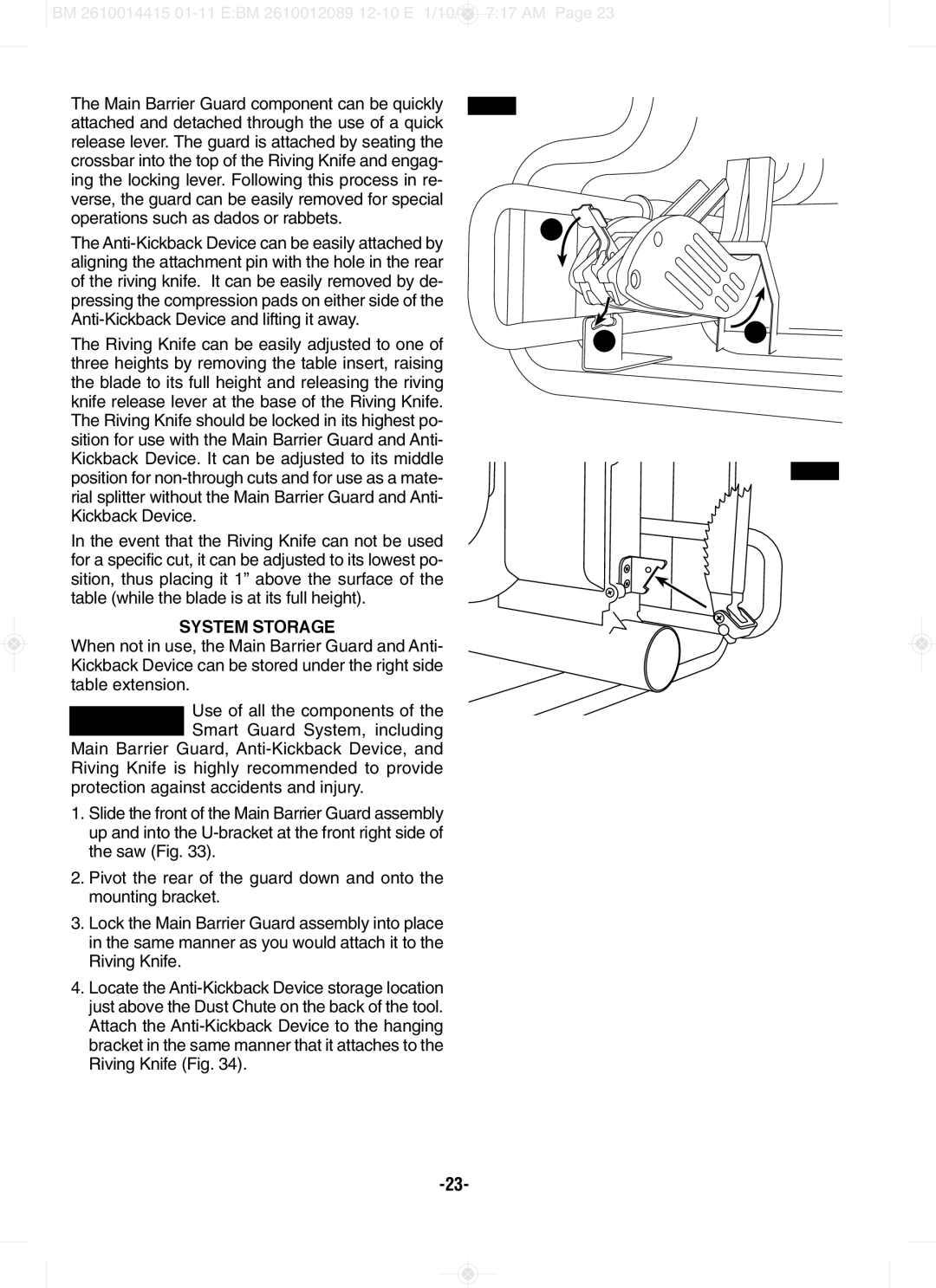 Bosch Power Tools GTS1031 manual SySTEM STORAgE 