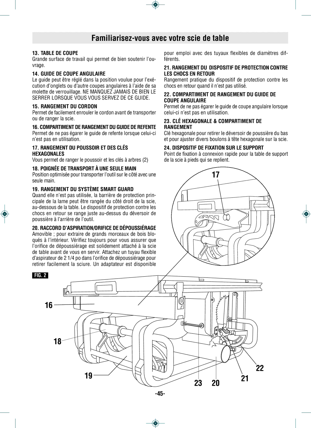 Bosch Power Tools GTS1031 Table DE Coupe, Guide DE Coupe Angulaire, Rangement DU Cordon, Rangement DU Système Smart Guard 