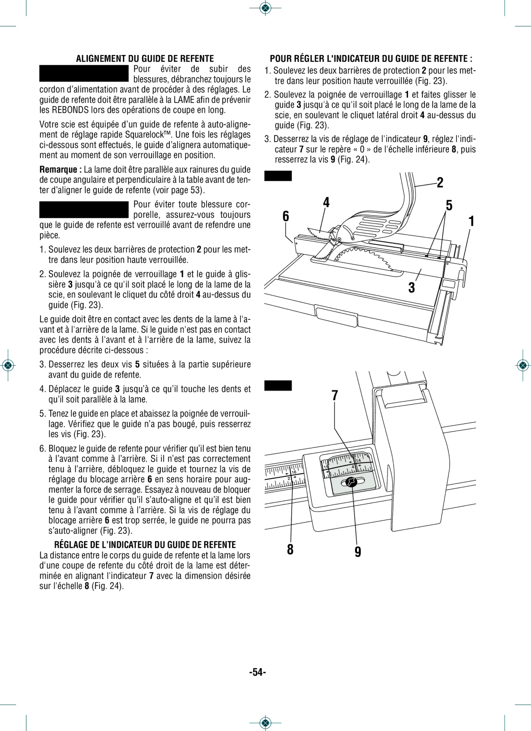 Bosch Power Tools GTS1031 manual Alignement DU Guide DE Refente, Pour éviter de subir des 