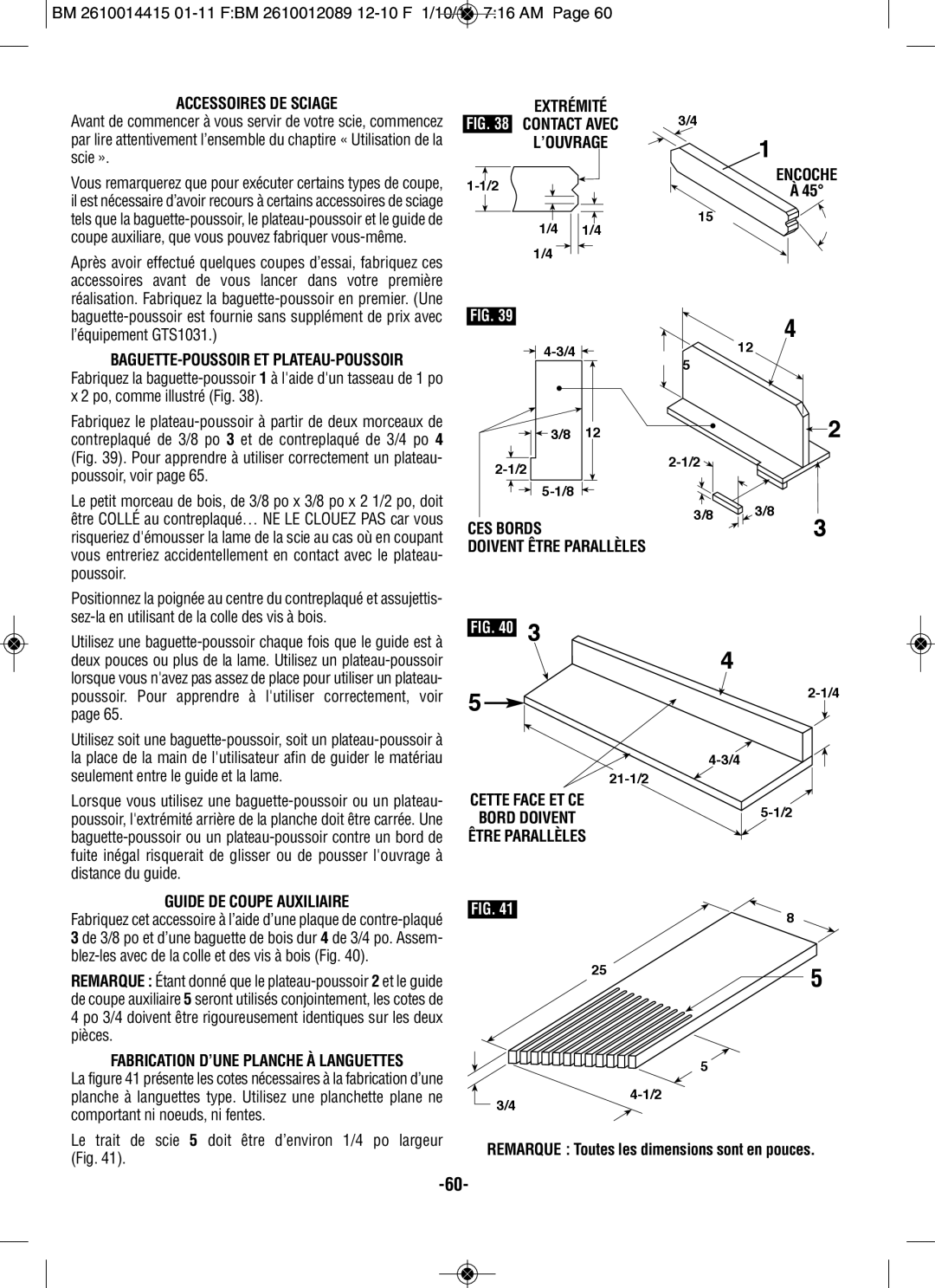 Bosch Power Tools GTS1031 manual Accessoires DE Sciage, Extrémité, Encoche, CES Bords 