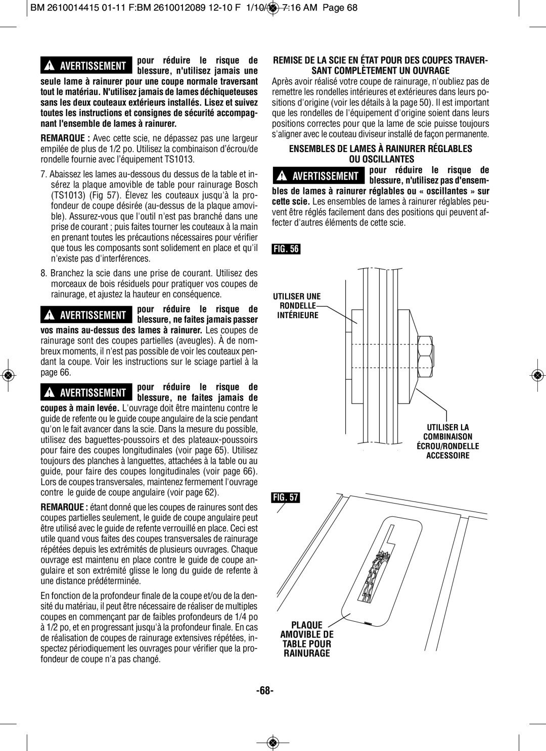 Bosch Power Tools GTS1031 Ensembles DE Lames À Rainurer Réglables OU Oscillantes, Plaque Amovible DE Table Pour Rainurage 