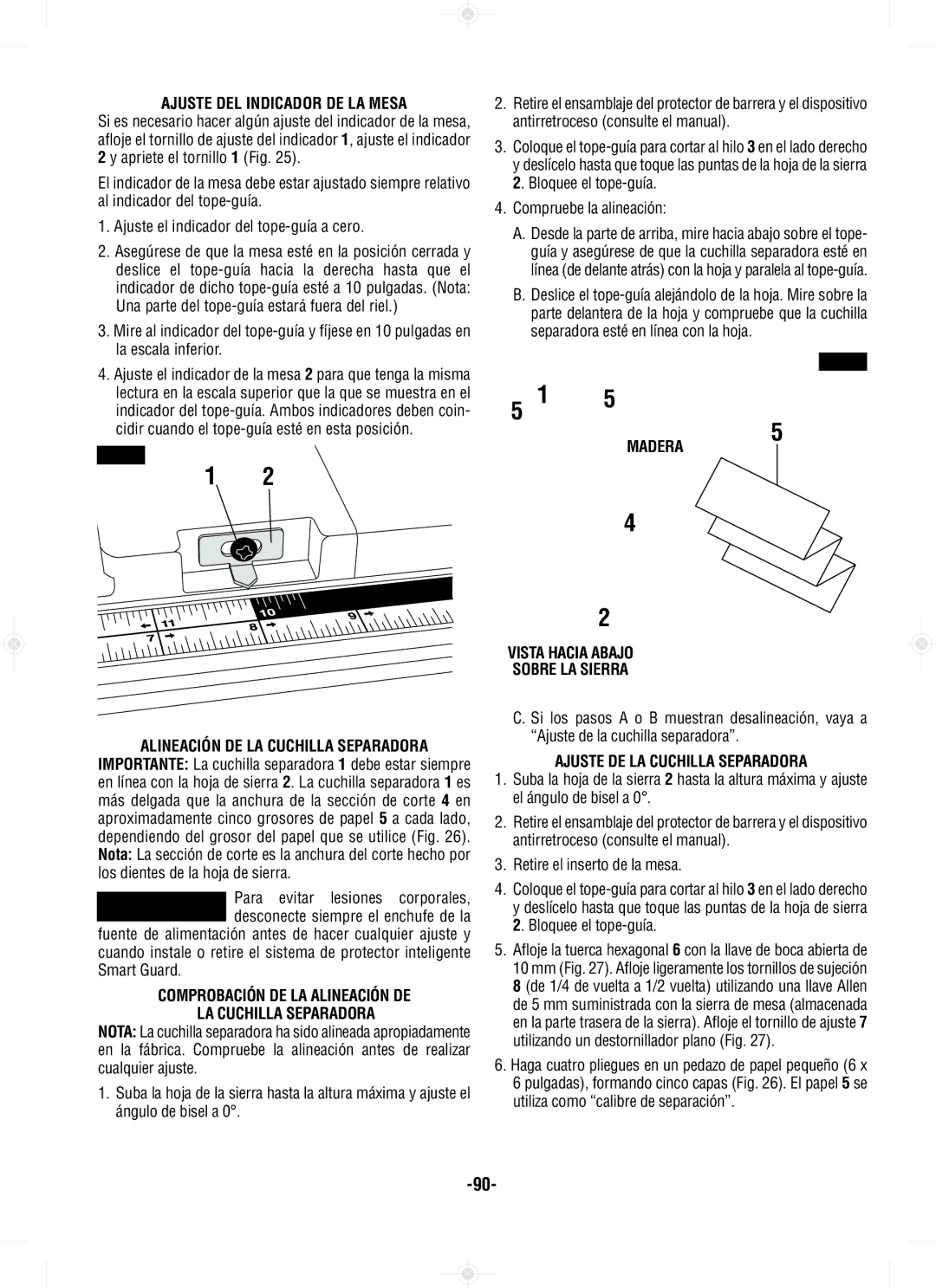 Bosch Power Tools GTS1031 manual Ajuste DEL Indicador DE LA Mesa, Para evitar lesiones corporales 