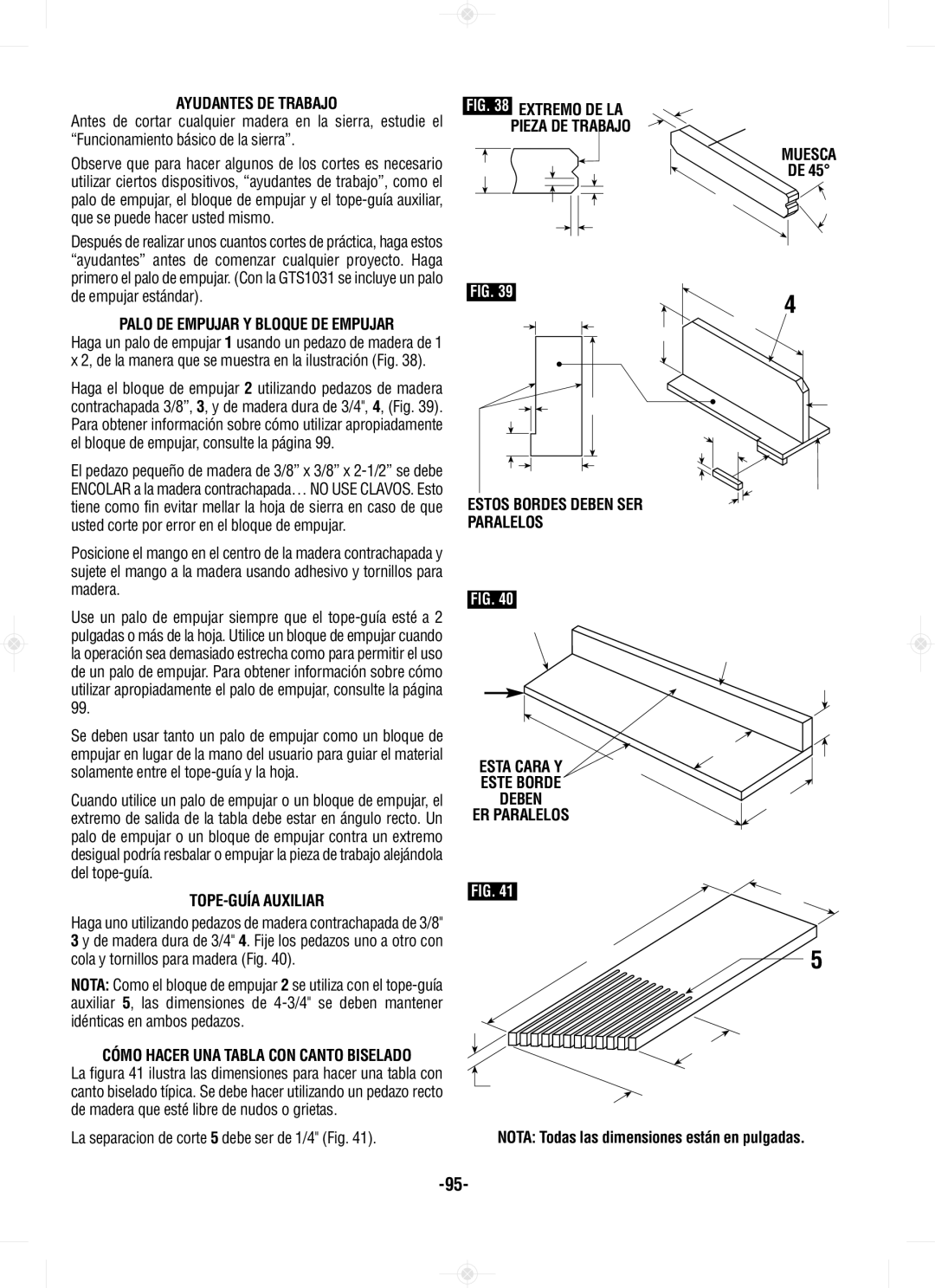 Bosch Power Tools GTS1031 Ayudantes DE Trabajo, Muesca, Palo DE Empujar Y Bloque DE Empujar, Paralelos, TOPE-GUÍA Auxiliar 