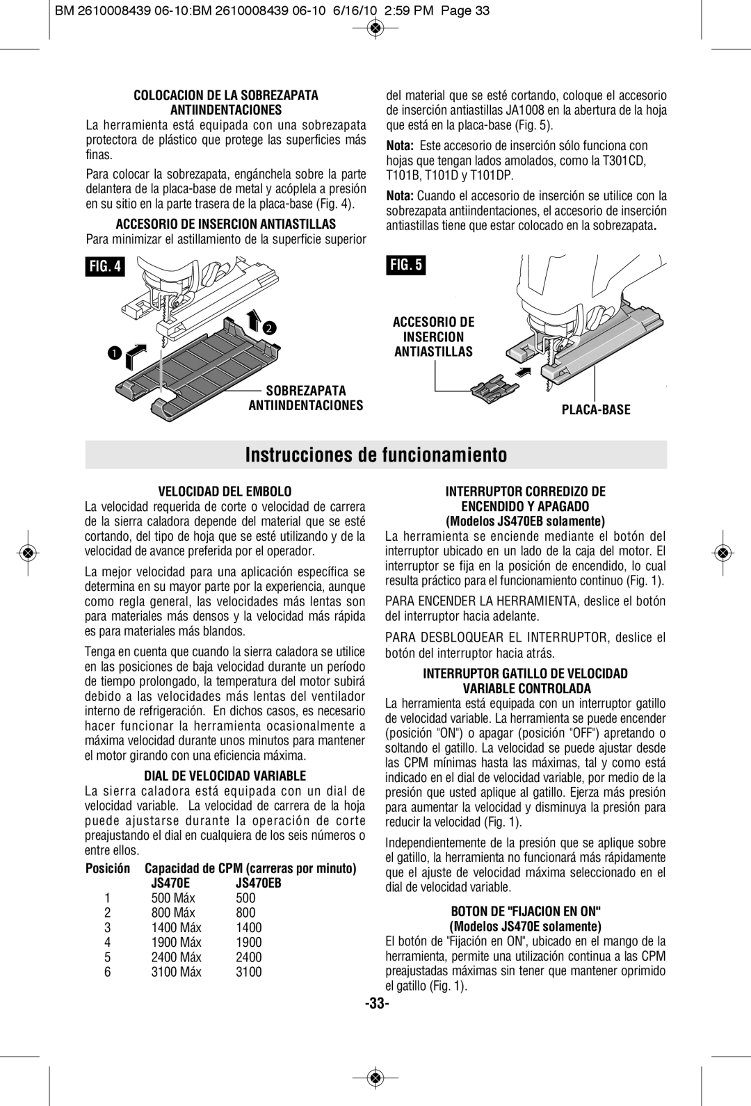 Bosch Power Tools JS470EB manual Instrucciones de funcionamiento 