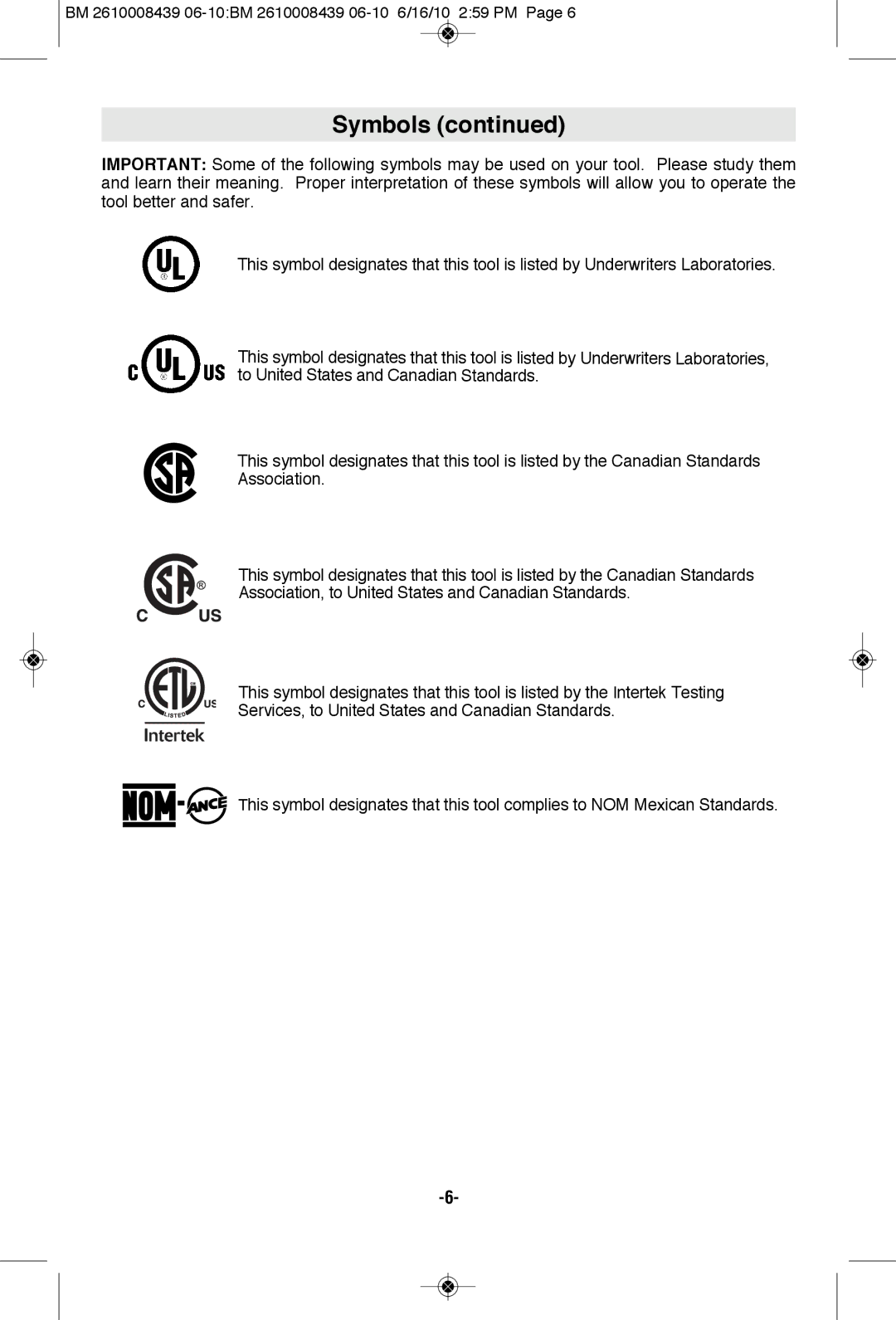 Bosch Power Tools JS470EB manual Symbols 