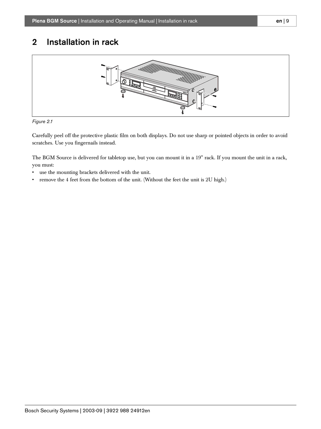 Bosch Power Tools LBB 1961 manual Installation in rack 