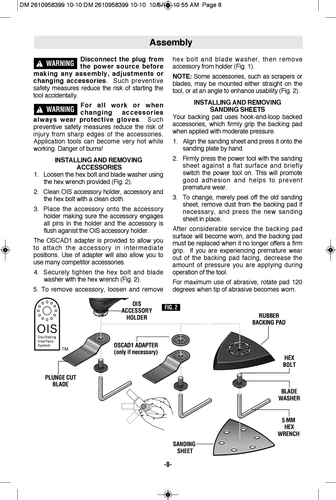 Bosch Power Tools MX25E manual Assembly 