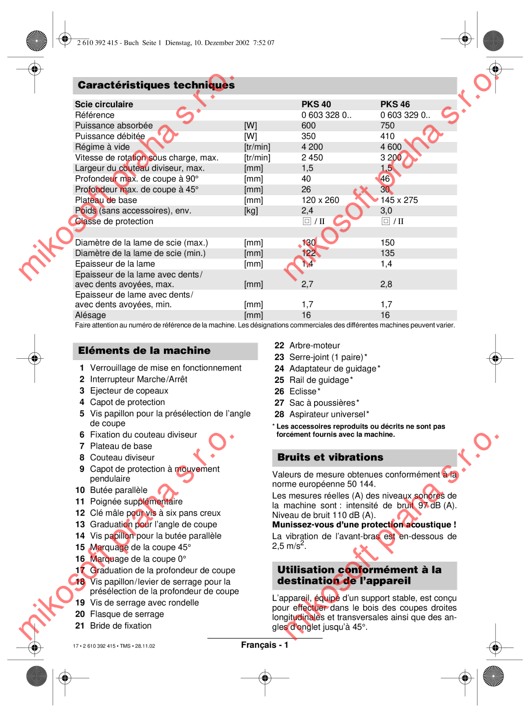 Bosch Power Tools PKS 46, PKS 40 operating instructions Praha410 