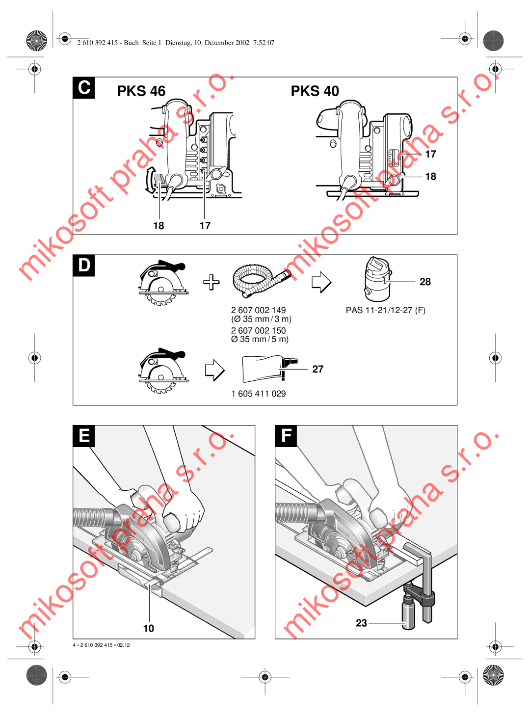 Bosch Power Tools PKS 40, PKS 46 operating instructions Praha Mikosoft, Prah a Praha Miko soft 