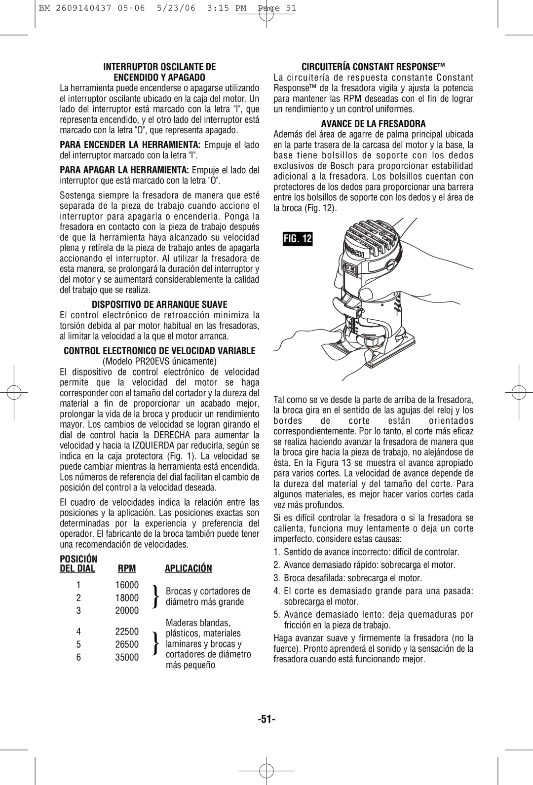 Bosch Power Tools PR20EVSNK, PR10E Interruptor Oscilante DE Encendido Y Apagado, Dispositivo DE Arranque Suave, Posición 