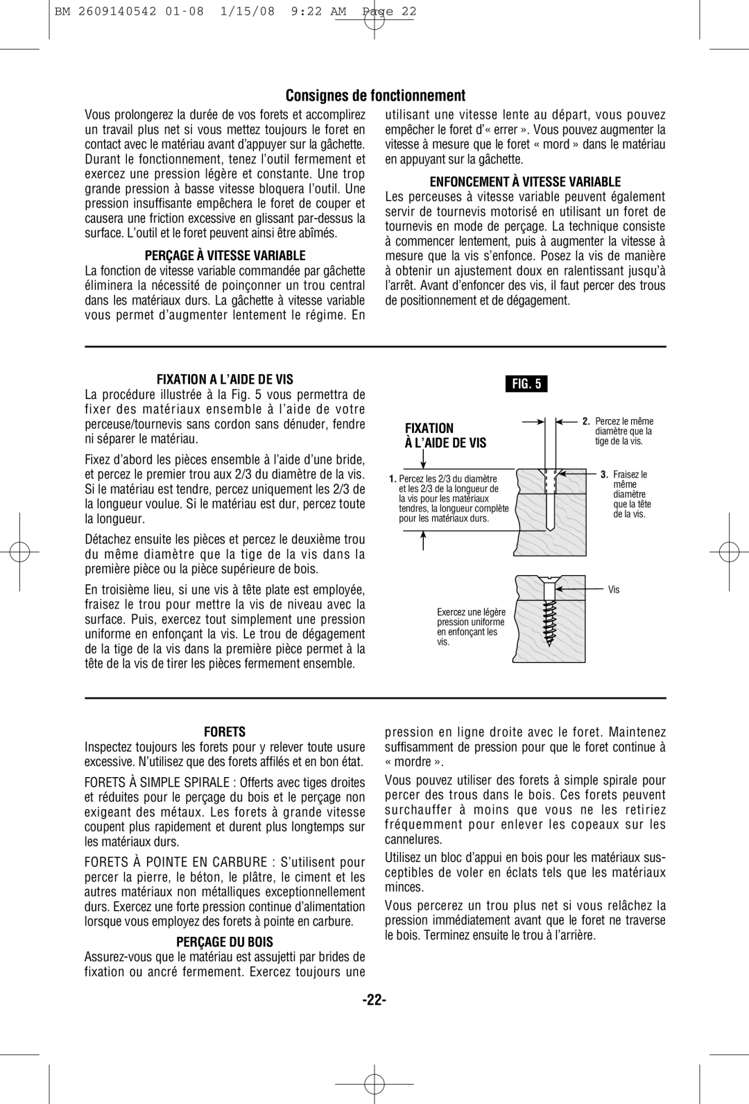 Bosch Power Tools PS20 manual Consignes de fonctionnement 