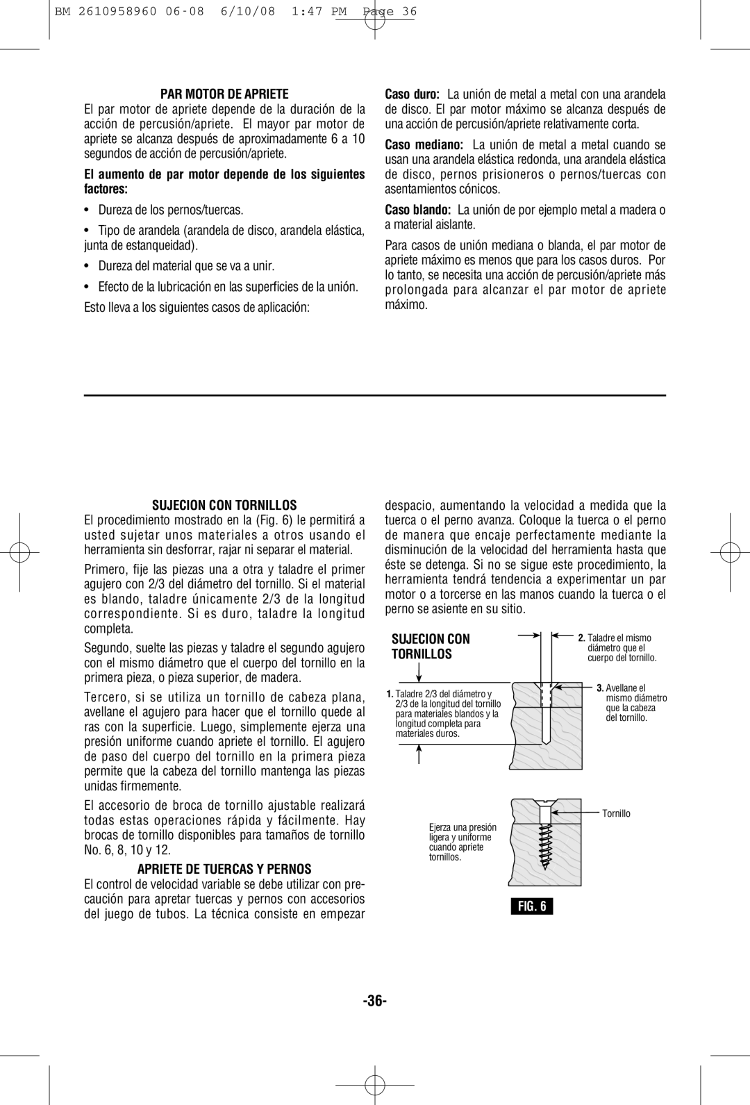 Bosch Power Tools PS40-2A, PS40B manual PAR Motor DE Apriete, El aumento de par motor depende de los siguientes factores 