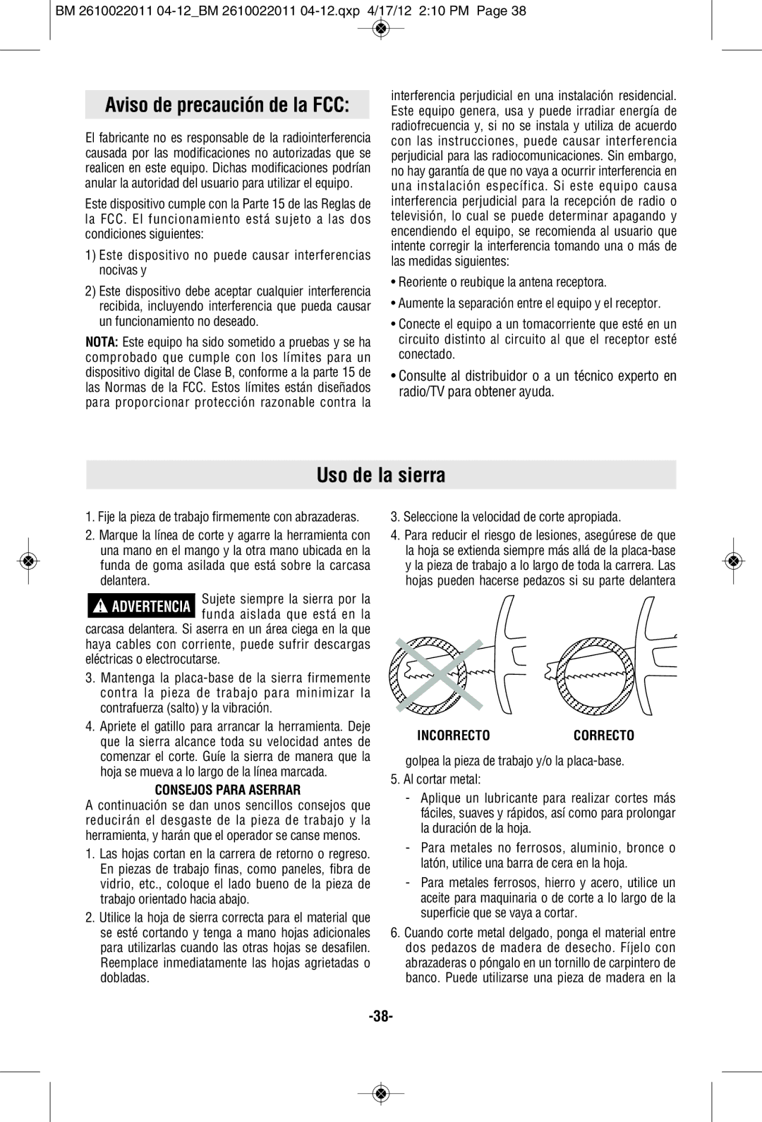 Bosch Power Tools PS60-102, PS60B manual Uso de la sierra, Consejos Para Aserrar, Seleccione la velocidad de corte apropiada 