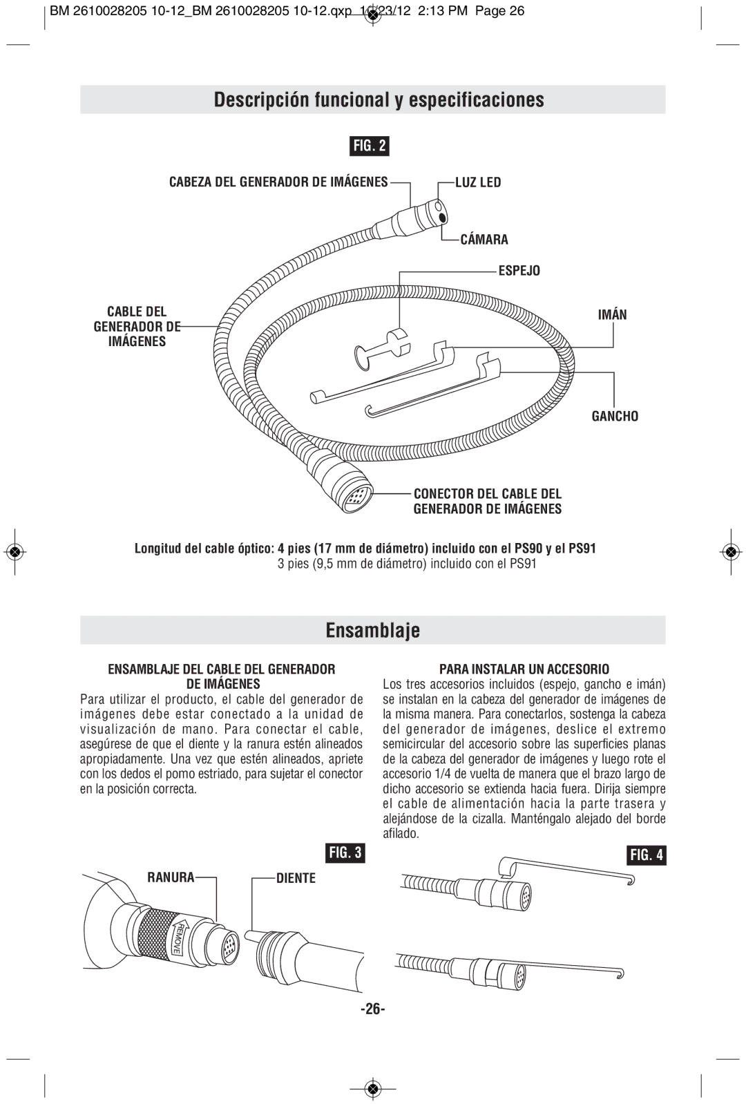 Bosch Power Tools PS90-1A manual Descripción funcional y especificaciones, Ensamblaje 