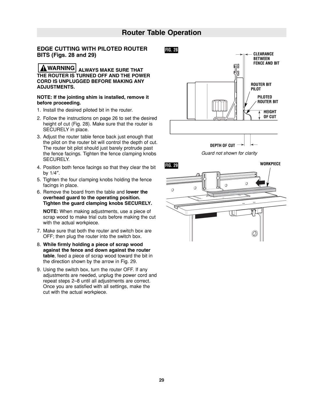 Bosch Power Tools RA1171 manual Edge Cutting with Piloted Router Bits Figs, Securely 