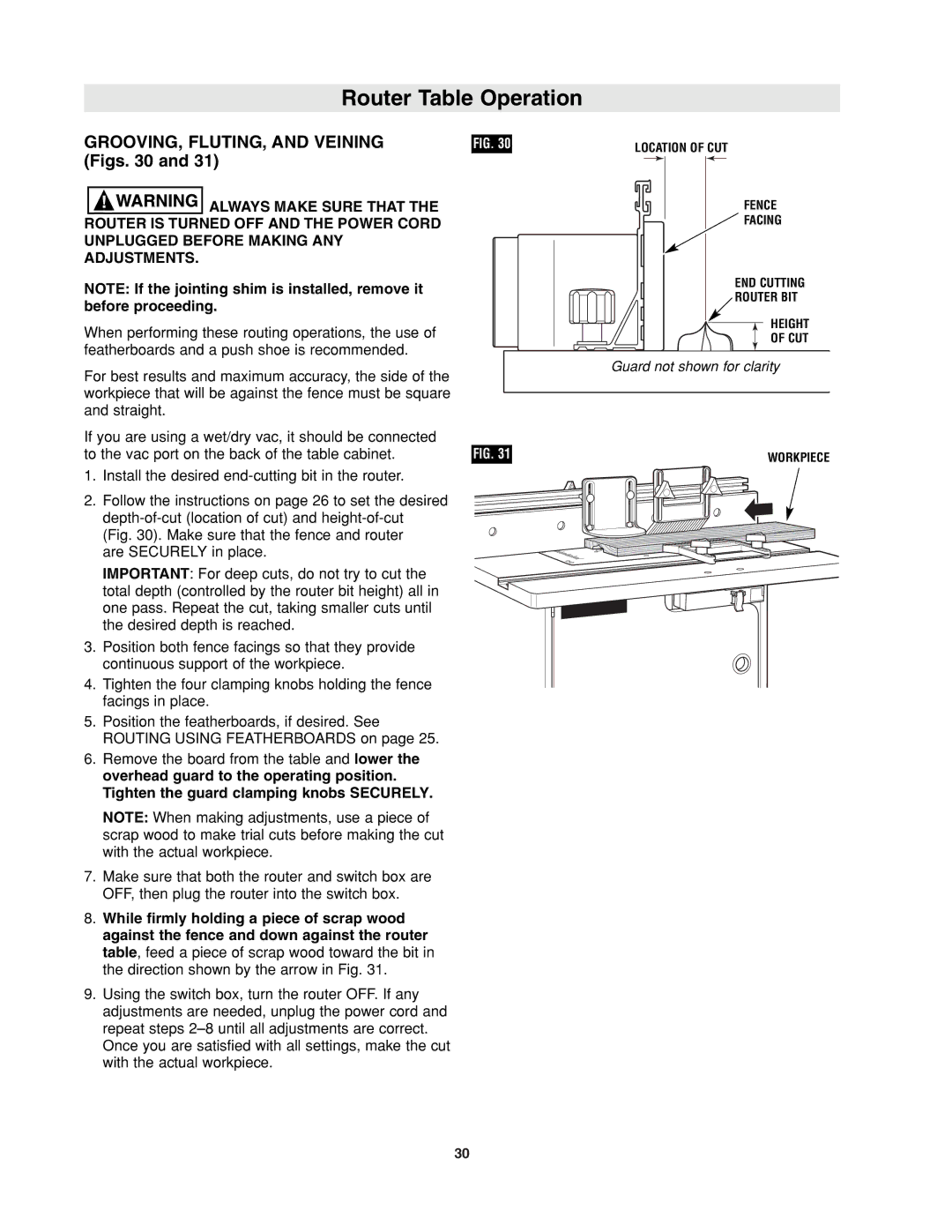 Bosch Power Tools RA1171 manual GROOVING, FLUTING, and Veining, Figs, Before proceeding 