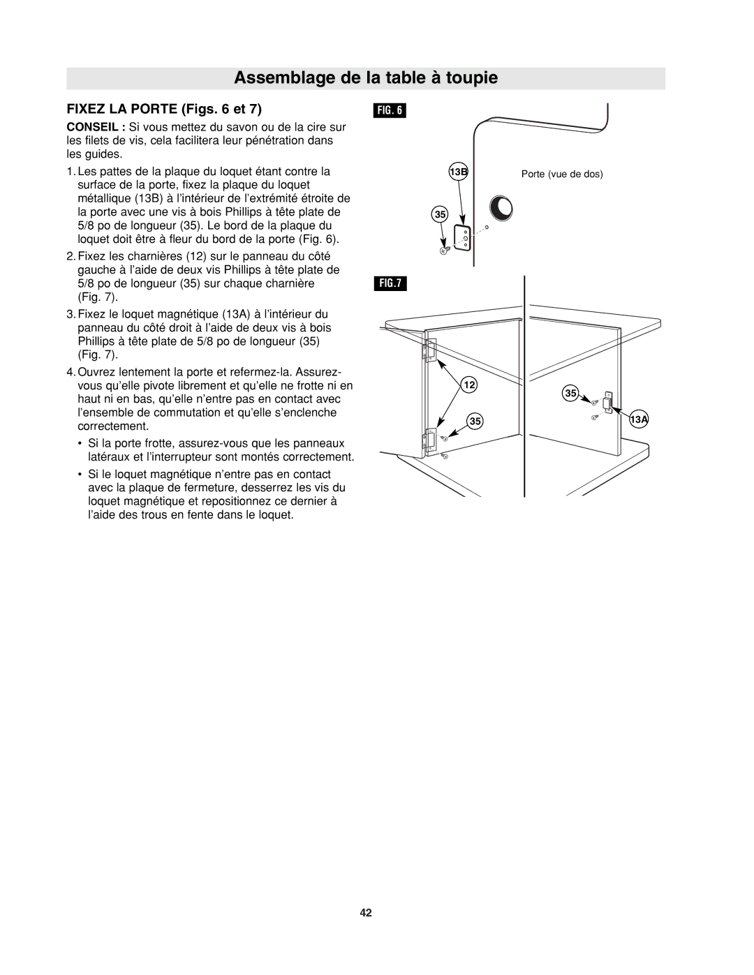 Bosch Power Tools RA1171 manual Fixez LA Porte Figs et 