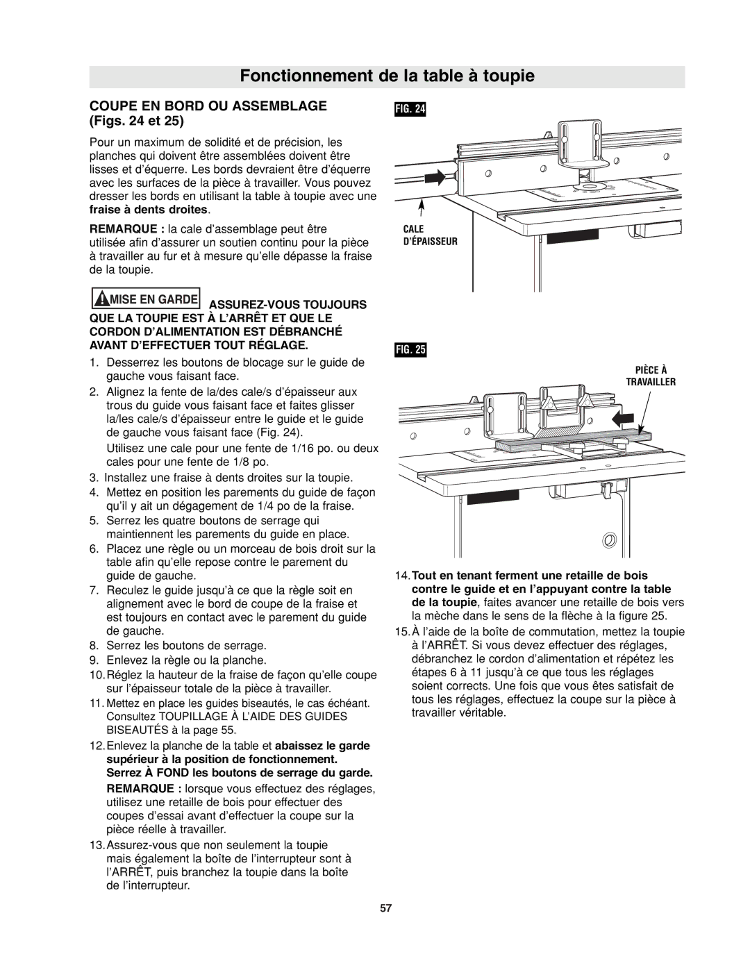 Bosch Power Tools RA1171 manual Coupe EN Bord OU Assemblage Figs et 