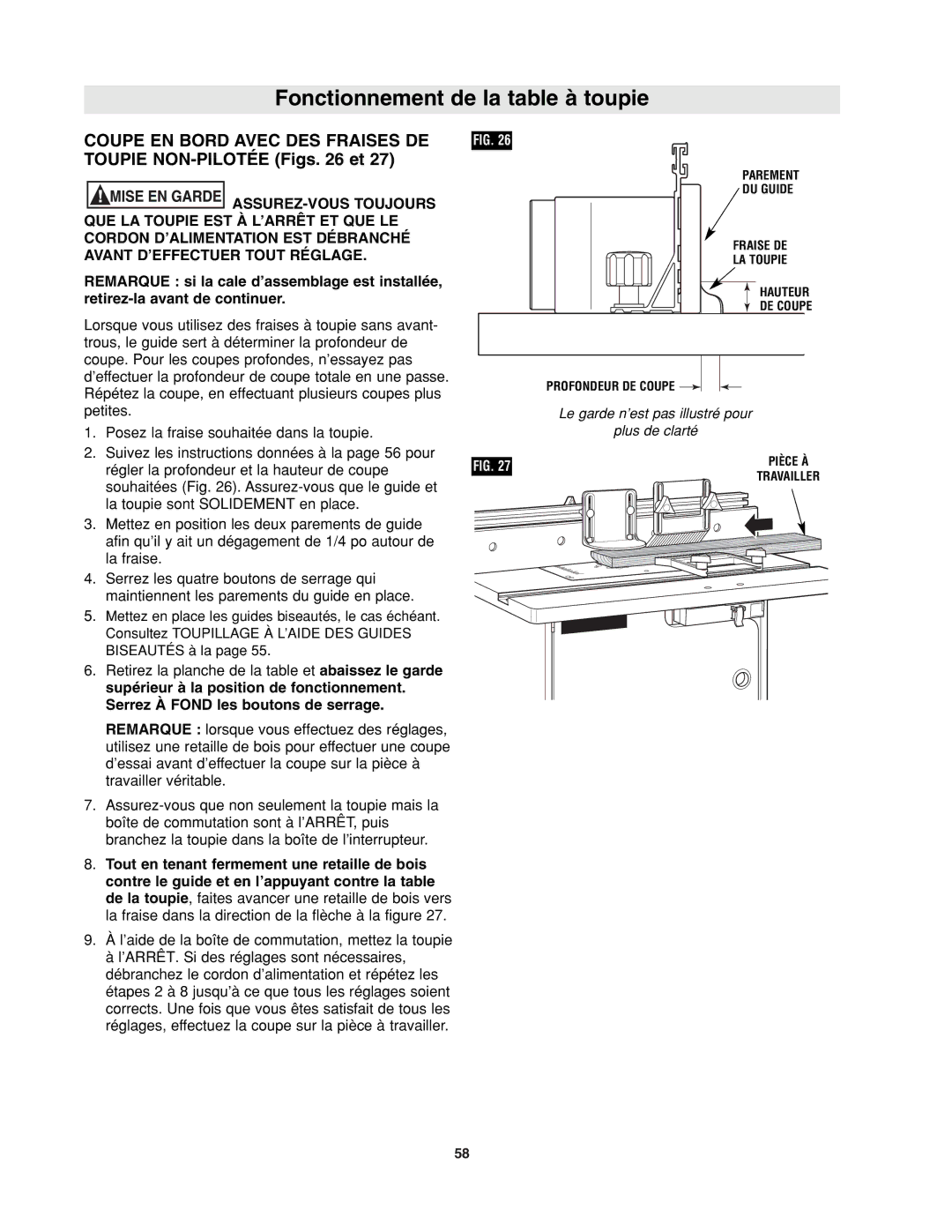 Bosch Power Tools RA1171 manual Coupe EN Bord Avec DES Fraises DE Toupie NON-PILOTÉE Figs et 