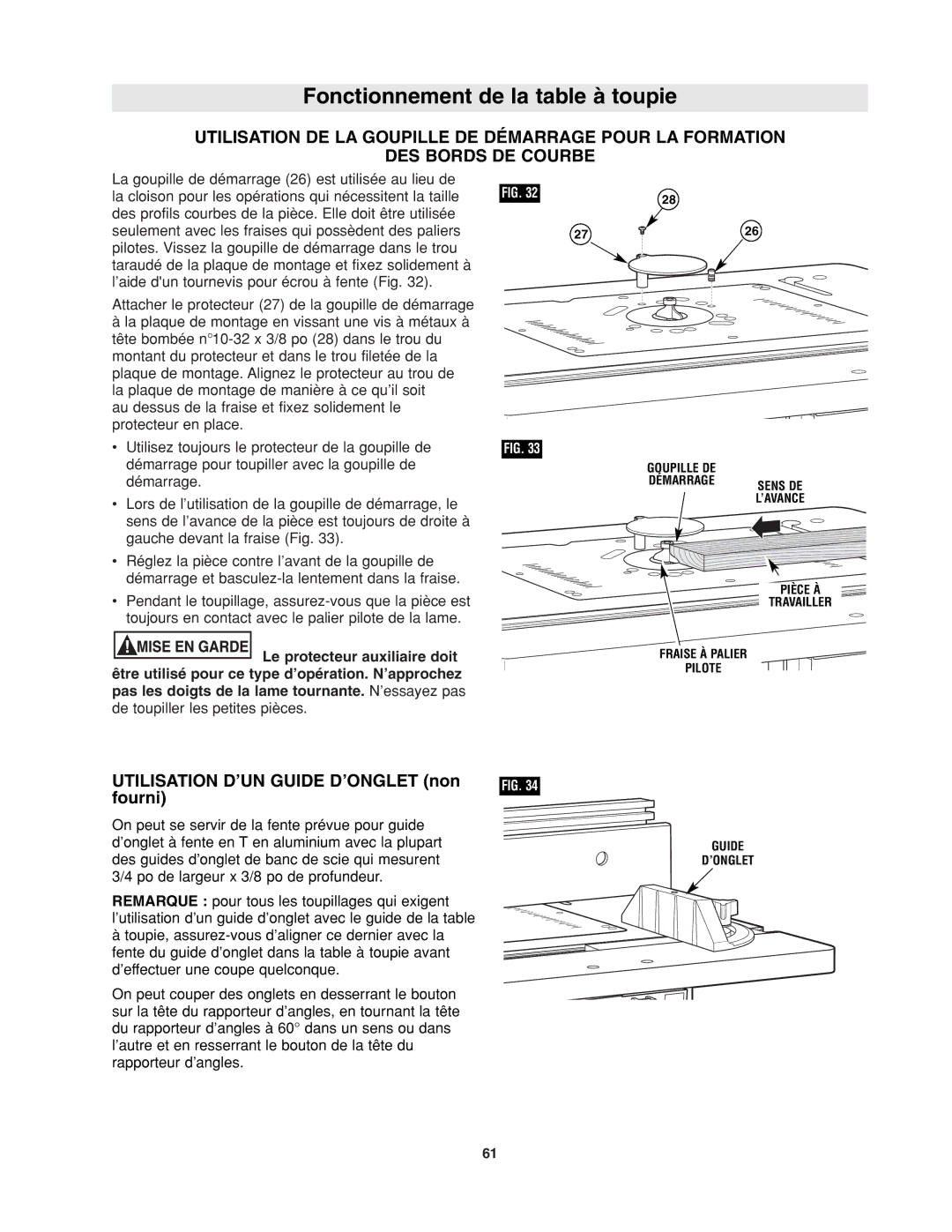 Bosch Power Tools RA1171 Utilisation D’UN Guide D’ONGLET non fourni, Toujours en contact avec le palier pilote de la lame 