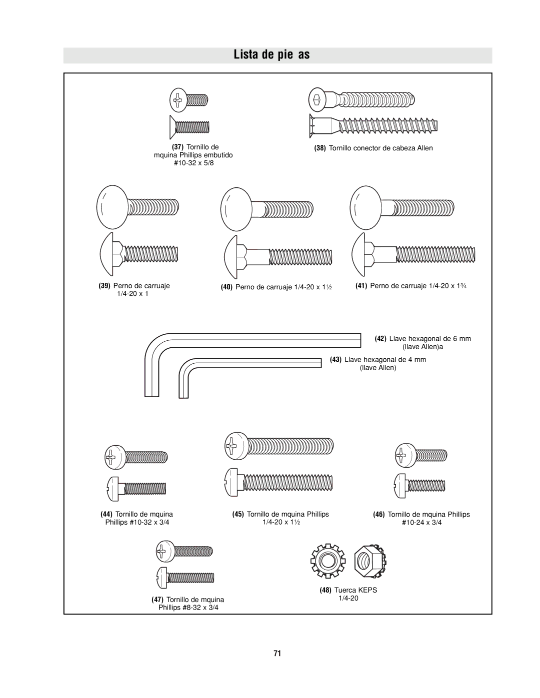 Bosch Power Tools RA1171 manual Tornillo conector de cabeza Allen 