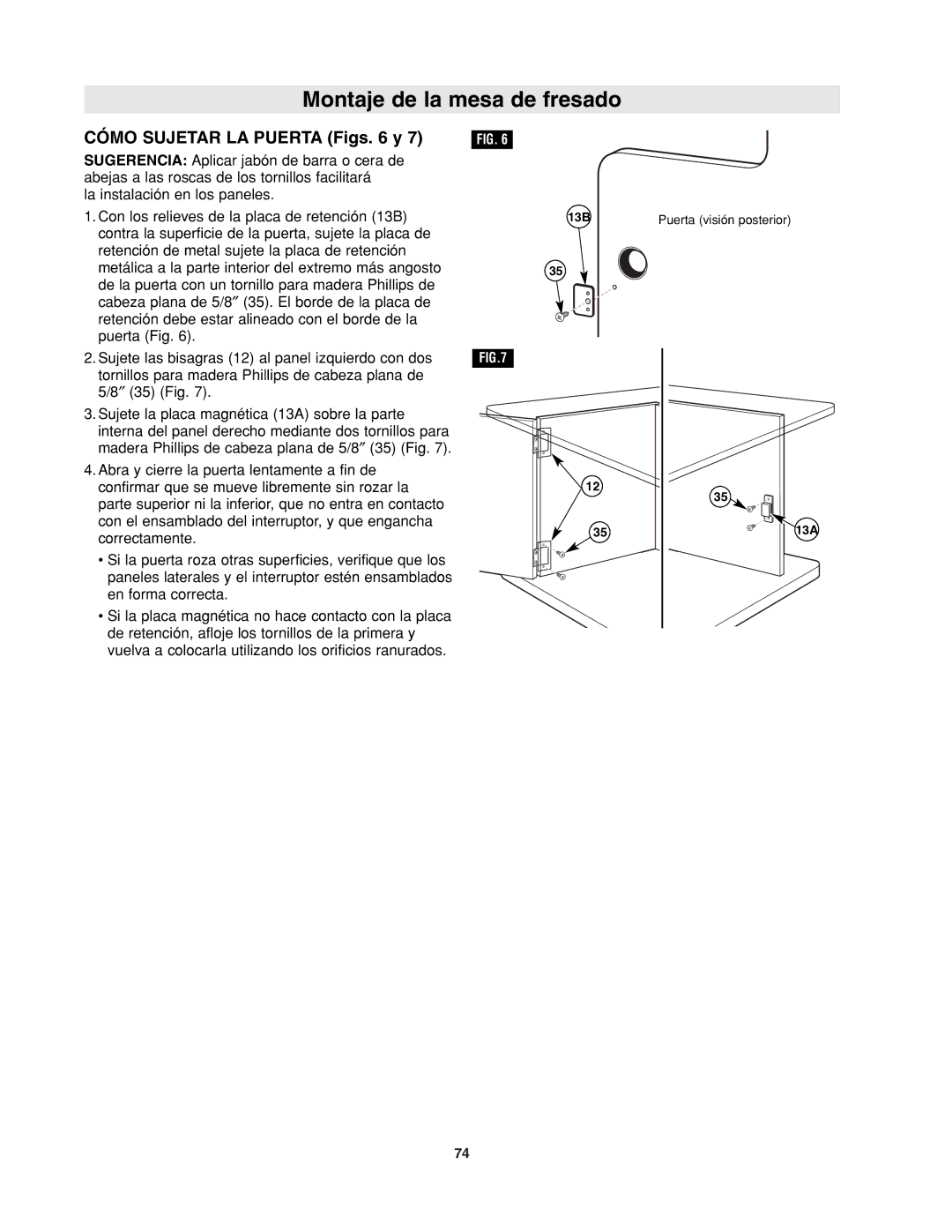 Bosch Power Tools RA1171 manual Cómo Sujetar LA Puerta Figs y 