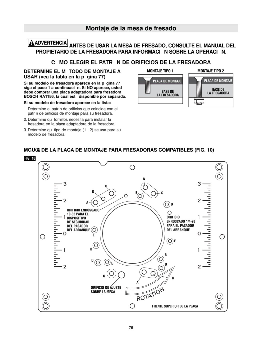 Bosch Power Tools RA1171 manual Cómo Elegir EL Patrón DE Orificios DE LA Fresadora 