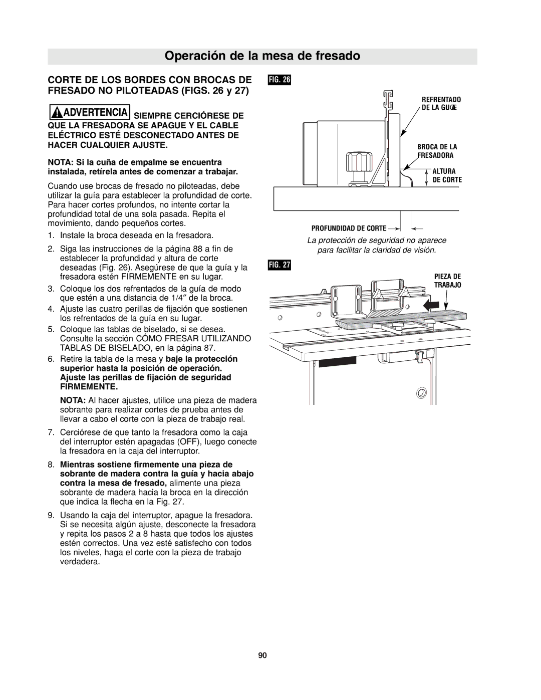 Bosch Power Tools RA1171 manual Refrentado DE LA Guía Broca DE LA Fresadora Altura 