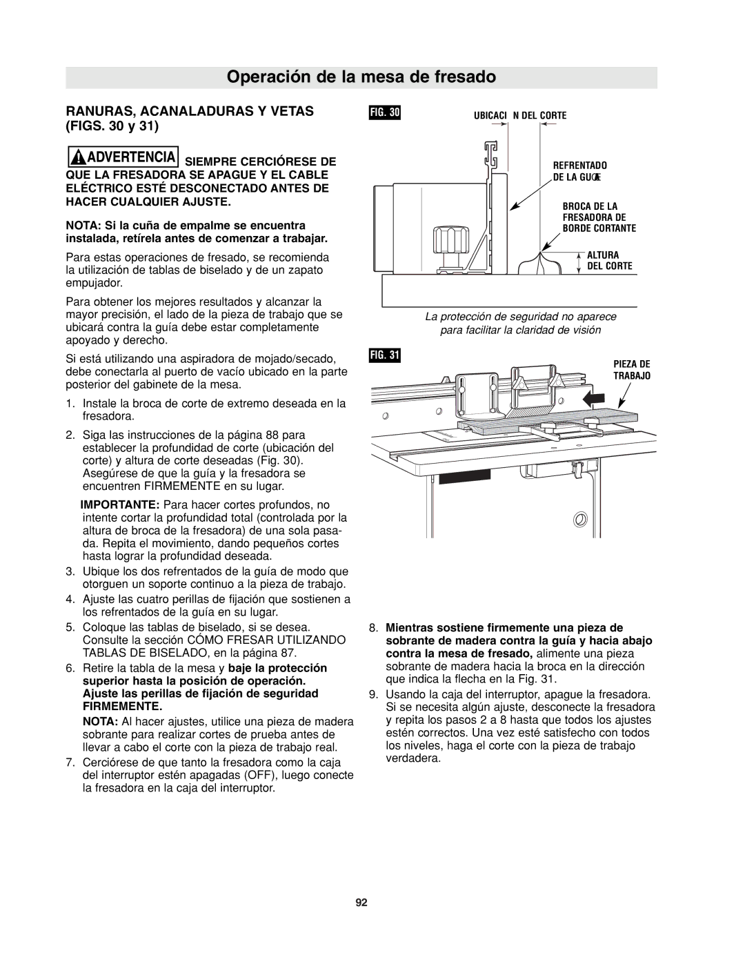 Bosch Power Tools RA1171 manual RANURAS, Acanaladuras Y Vetas Figs y 