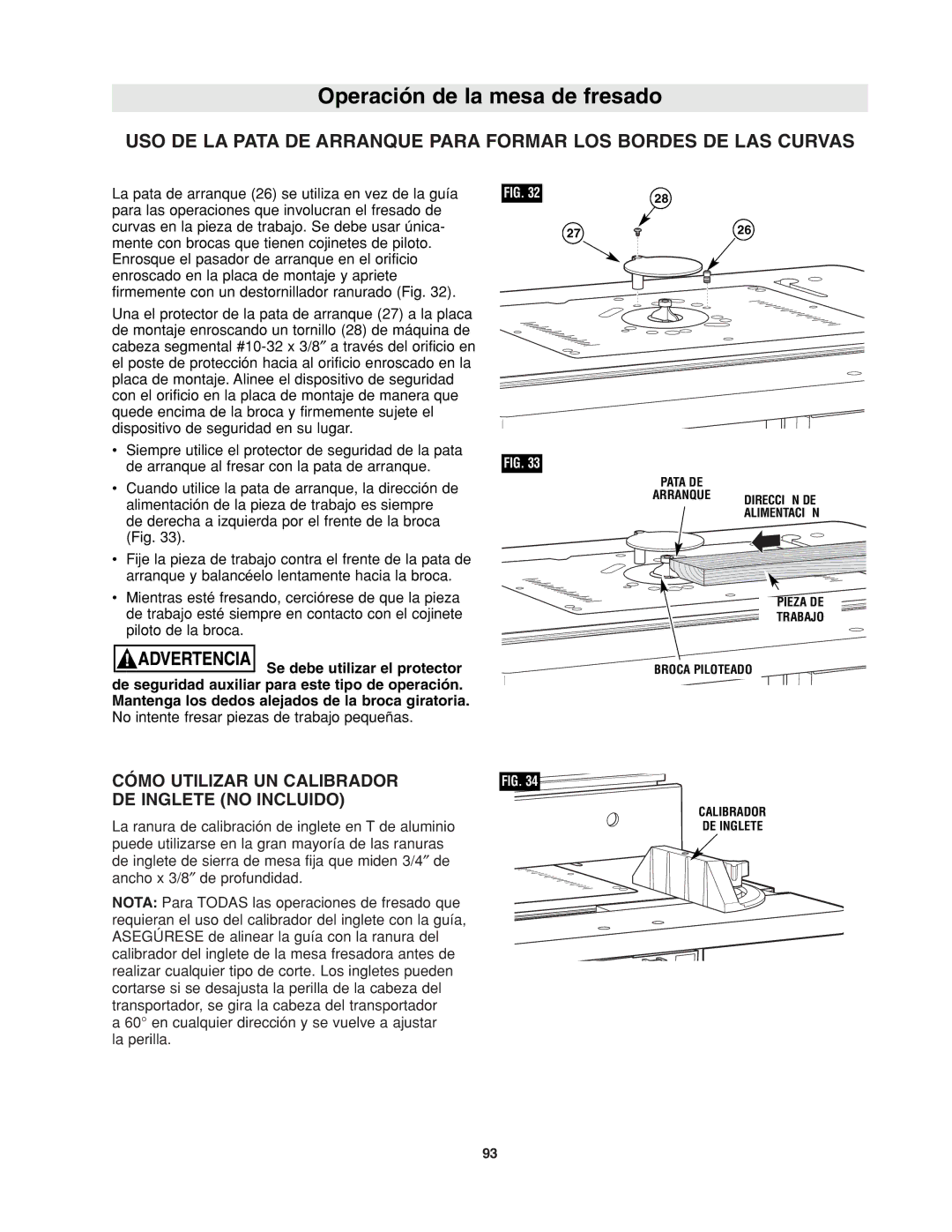 Bosch Power Tools RA1171 manual Cómo Utilizar UN Calibrador DE Inglete no Incluido, Broca Piloteado Calibrador DE Inglete 