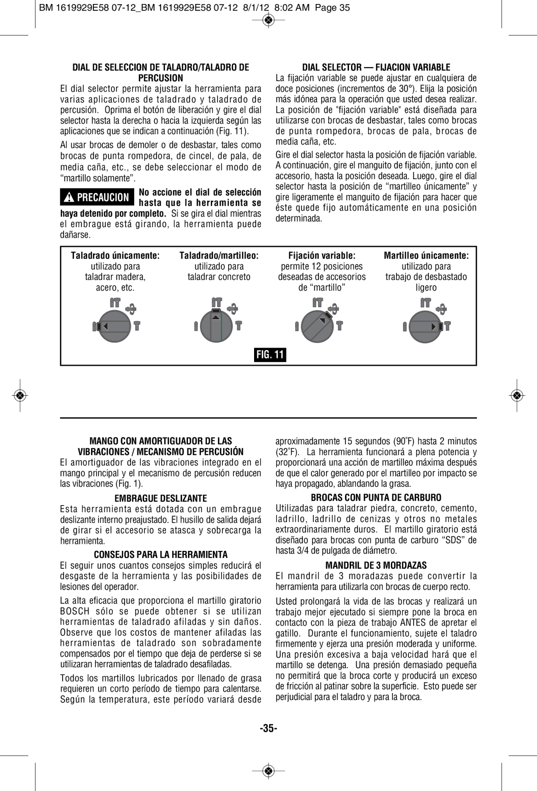 Bosch Power Tools RH328VC Percusion, Dial Selector Fijacion Variable, Mango CON Amortiguador DE LAS, Embrague Deslizante 